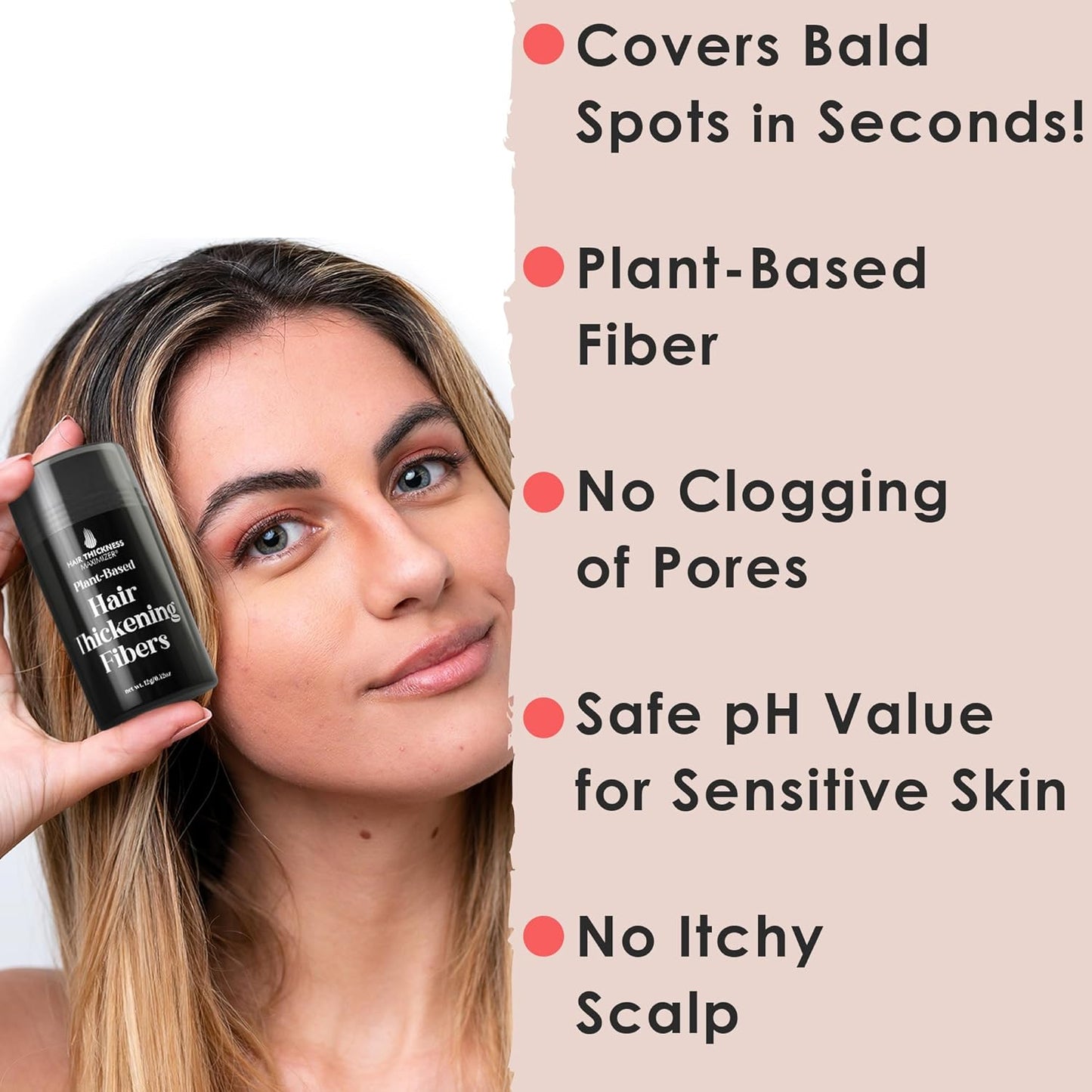 Hair Fibers for Thinning Hair For Women, Men. Plant-Based Formula for Instant Hairline & Bald Spot Coverage. Non-Itchy, Easy to Wash Out (Medium Brown)