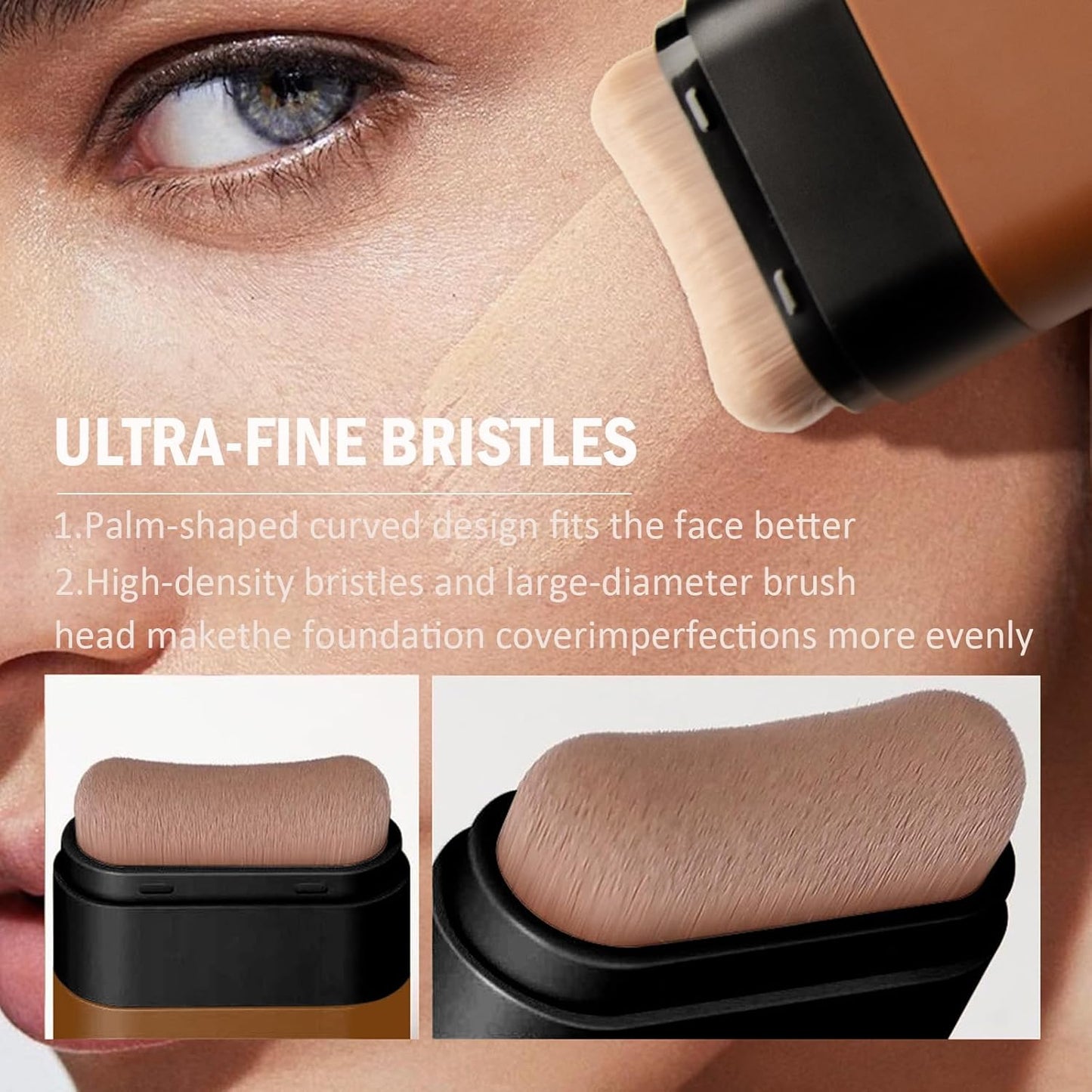 Face Foundation Concealer Stick,2-in-1 Long-wear Lightweight Contour Brighten Stick Blemish with Brush, Waterproof, Hydrating Full Coverage Dark Circles & Blemishes(01#Ivory White)