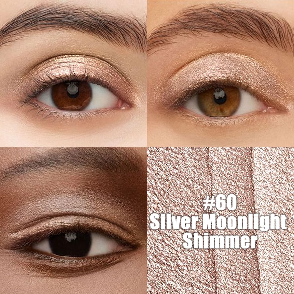 Champagne Silver Cream Eye Shadow Sticks Brightener Pencils for Women, Champagne Shimmer Silky Eyeshadow Applicator Stick Pen Waterproof, Blendable Crease-Proof Stick Eyeshadow Shimmer Eye Makeup 60