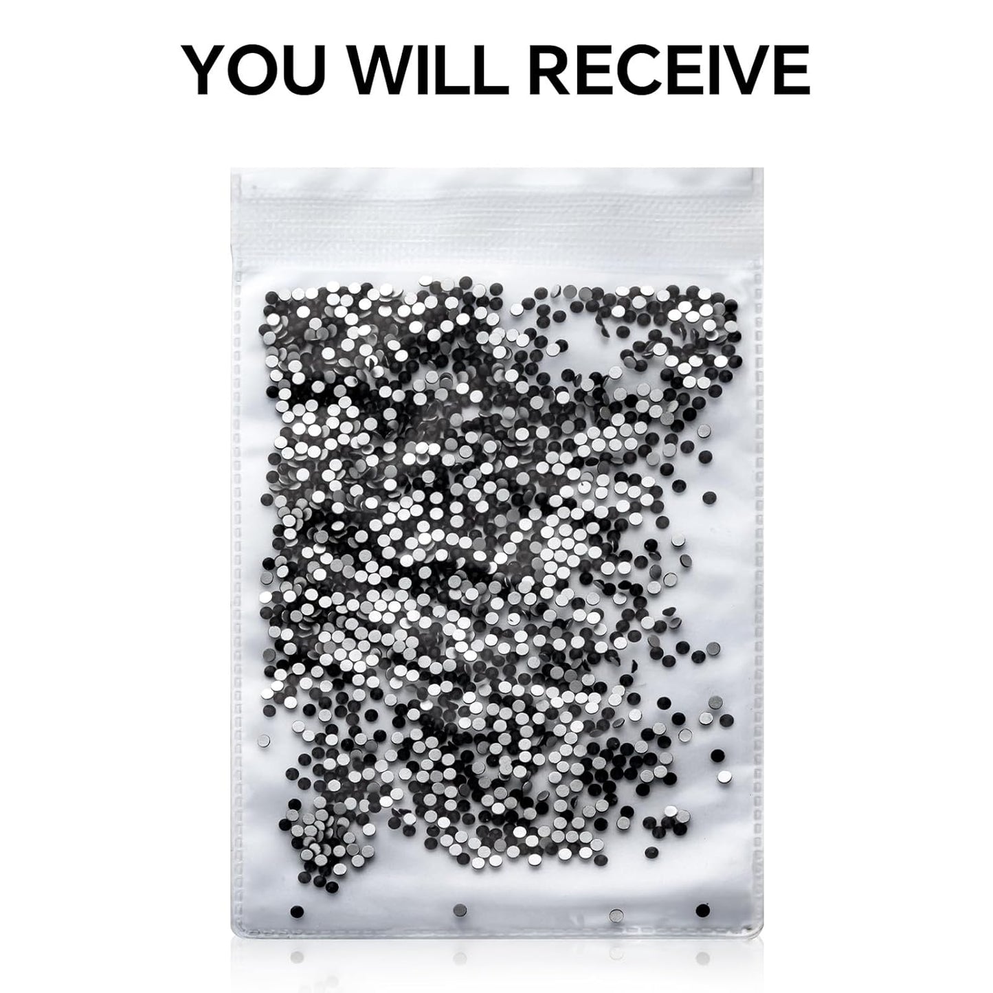 1440Pcs Black Crystal Rhinestones,Glass Flatback Rhinestones Gemstones Mini for Nail Face Makeup Art Crafts Clothes Decoration - (SS8,2.4mm,Black)