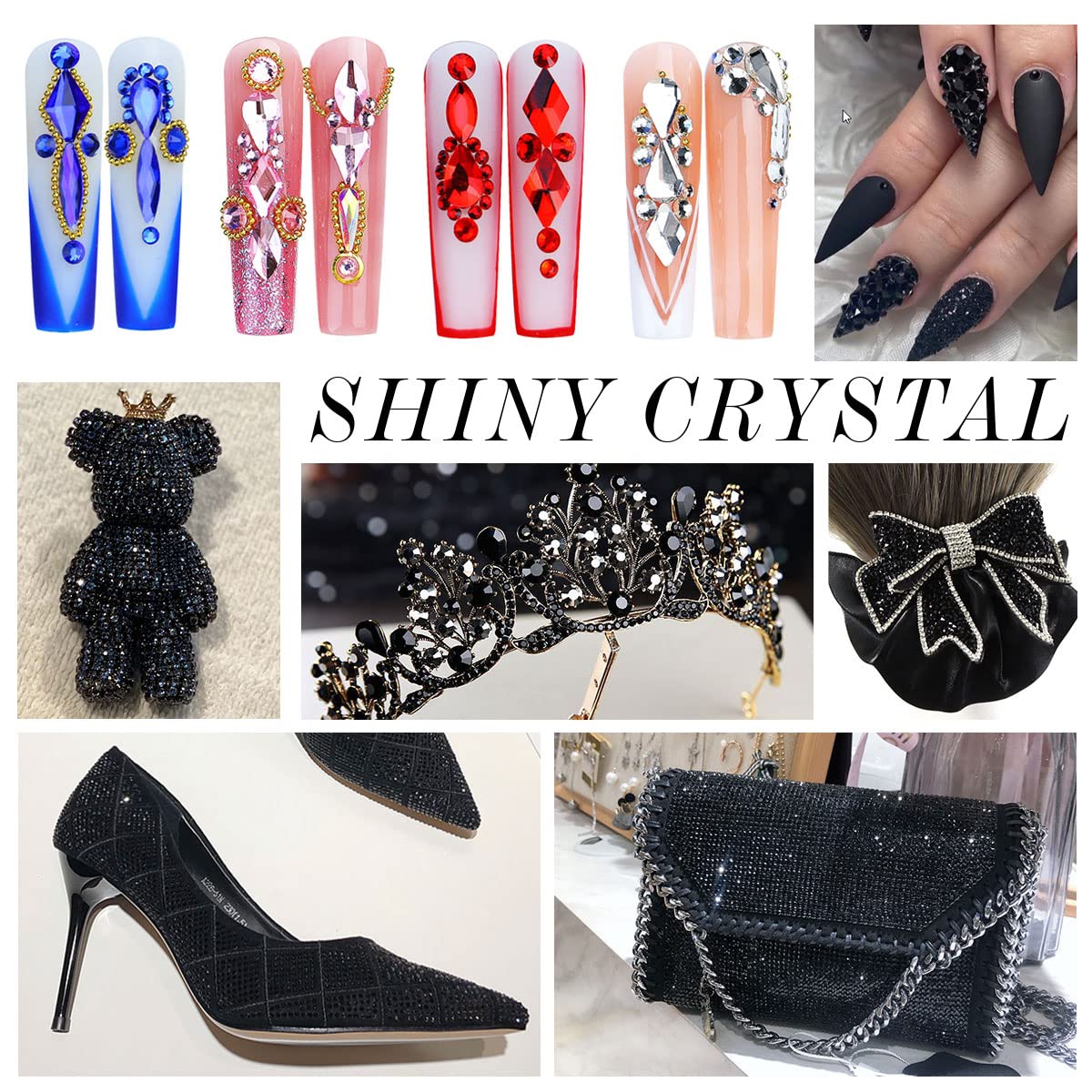 1440Pcs Black Crystal Rhinestones,Glass Flatback Rhinestones Gemstones for Nail Face Makeup Art Crafts Clothes Decoration -(SS3,1.4mm,Black)