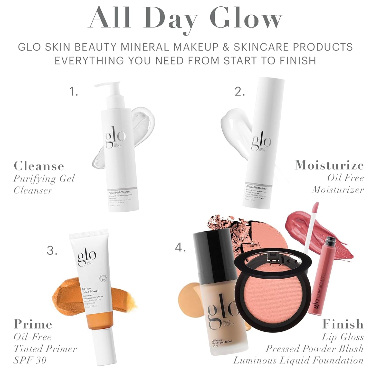Glo Skin Beauty Luminous Liquid Foundation with SPF 18 (Alabaster) - Mineral Makeup, Improves Uneven Skin Tone, Smooths & Corrects Imperfections, Sheer to Medium Coverage, Dewy Finish