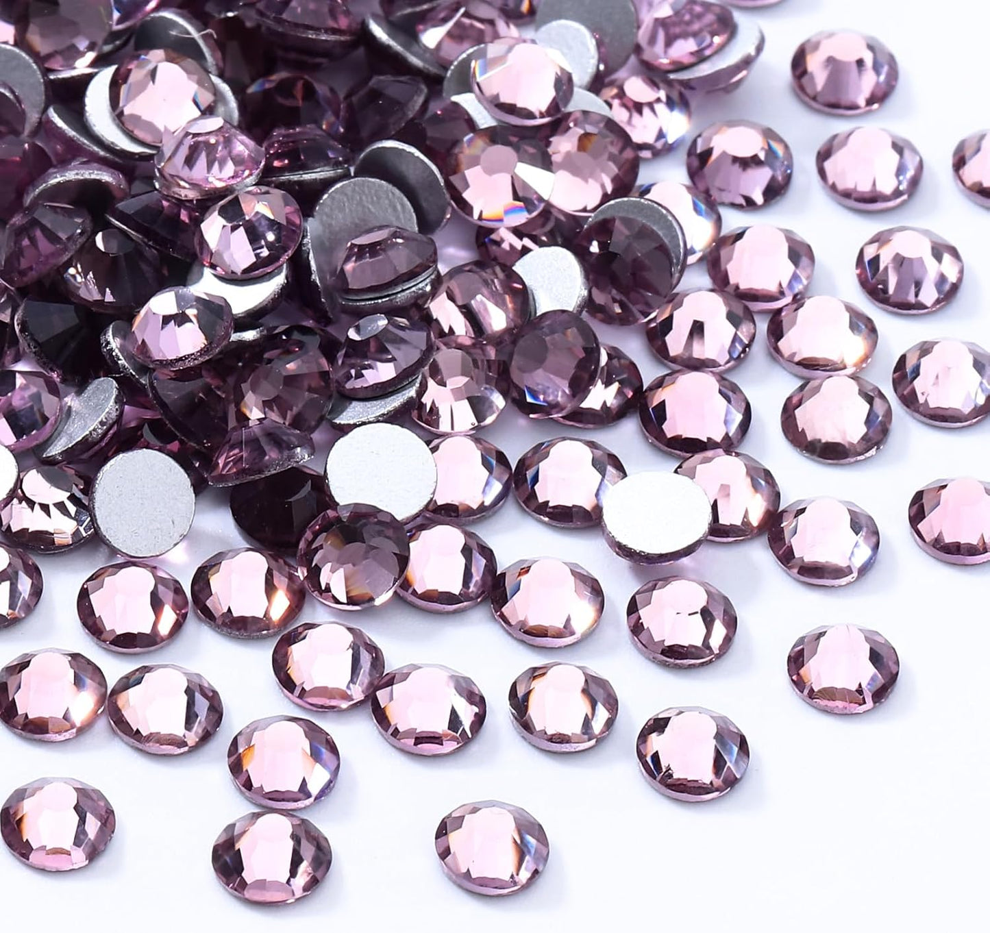 Light Amethyst Flatback Rhinestones, Glass Rhinestones for Nail Art and Craft, Glue Fix, Loose Crystal Gemstones(Lt.Amethyst, SS16, 1440pcs, 3.8-4.0mm)