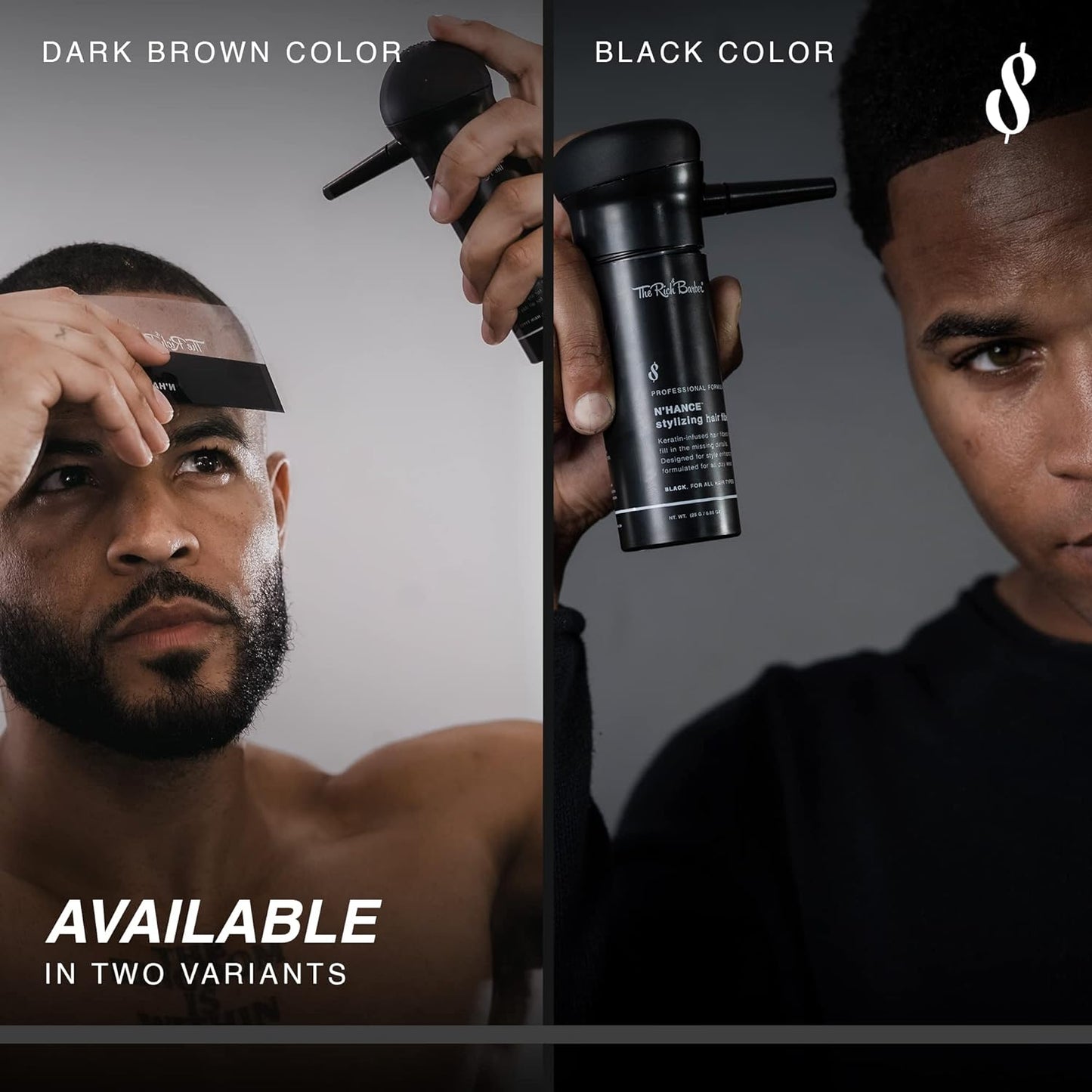 The Rich Barber N'Hance Pro Barber Kit I - Professional 3-in-1 Hair & Beard Styling Set - Keratin-Infused Hair Building Fibers, Applicator Pump, Application Card - Hairline Enhancer & Volumizing Spray