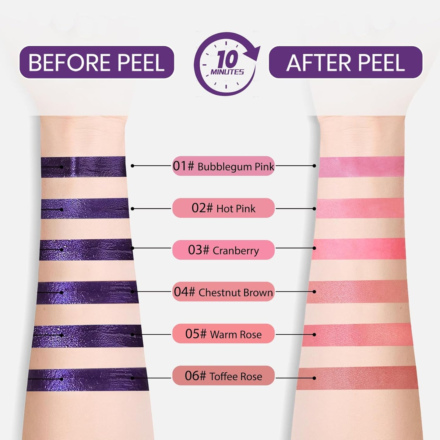 Lip Stain Peel Off, All Day Lip Liner Tint with Tweezer, Long Lasting Waterproof Transfer-Proof, Matte Lip Stains Makeup, Highly Pigmented Color, Cranberry