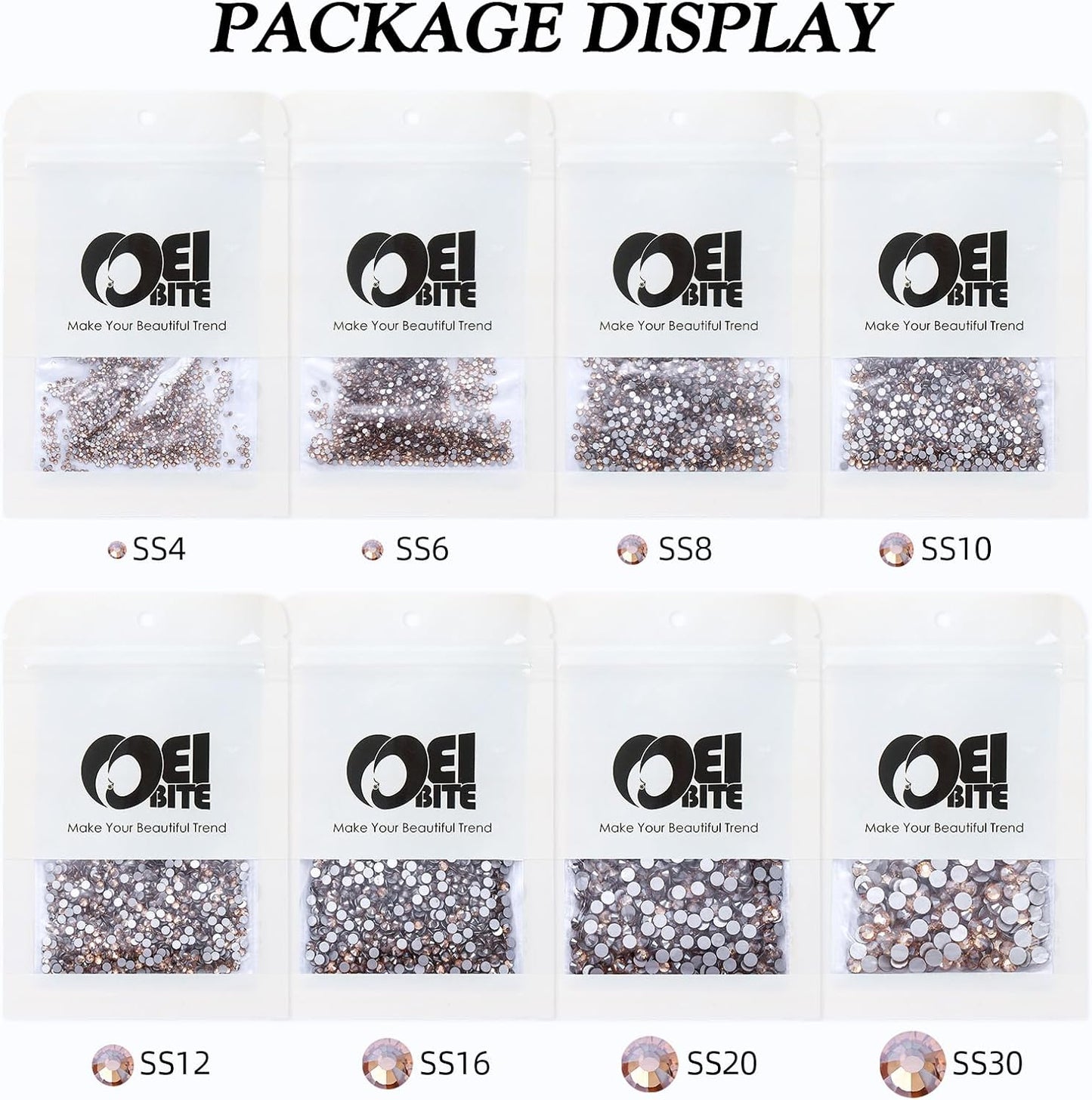 Gold Shadow Flatback Rhinestones, Glass Rhinestones for Nail Art and Craft, Glue Fix, Loose Crystal Gemstones(Gold Shadow, SS8, 1440pcs, 2.3-2.5mm)