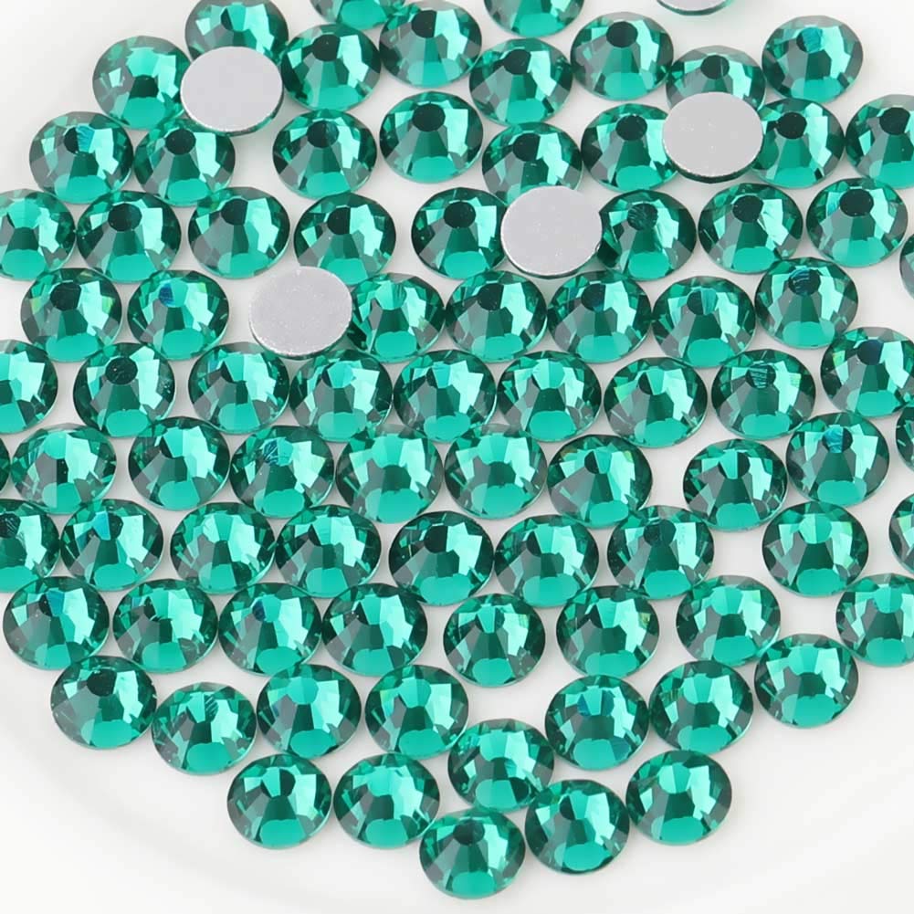 beadsland Flat Back Crystal Rhinestones Round Gems, Blue Zircon (6.4-6.6mm) SS30/288pcs