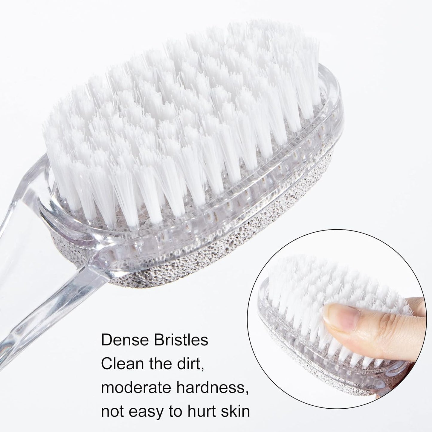 4 Pcs Foot Pumice Stone Brush Calluses Remover, Ooloveminso Large Foot Scrubber Foot File with Handle 2 in 1 Suitable for Horniness Foot Spa, Foot Care Smooth Skin (Transparent)