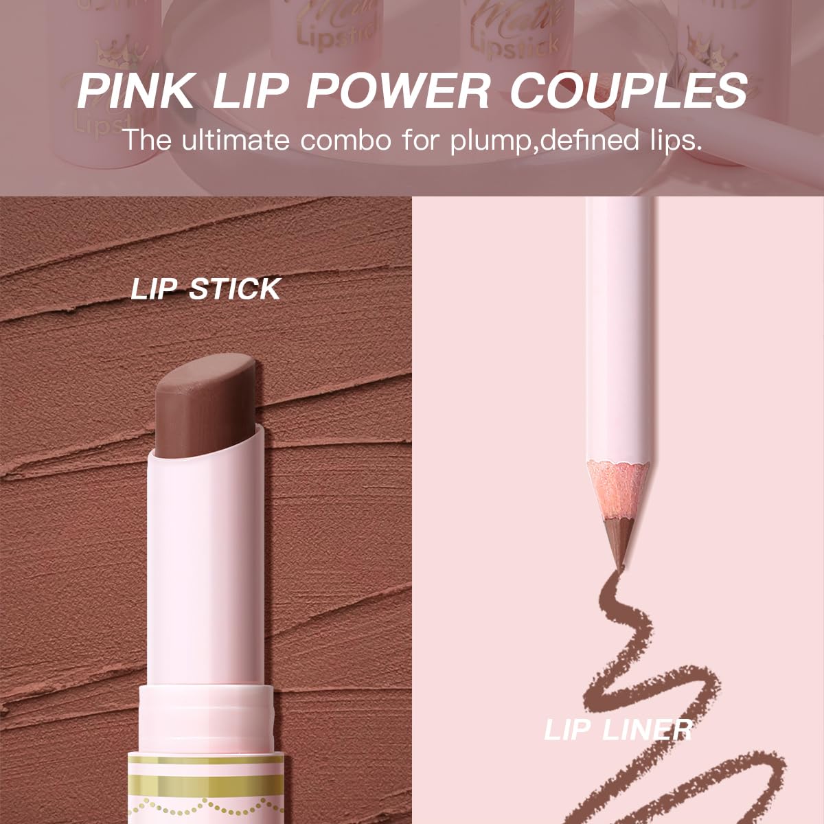 USHAS Lipstick and Lip Liner Combo Set 2 in 1 Waterproof Lipstick for Women Lip liner Set Long Lasting Lipstick, Matte Lipstick Pen with Lip Liner Set Makeup Kits (S9, Pack of 1)