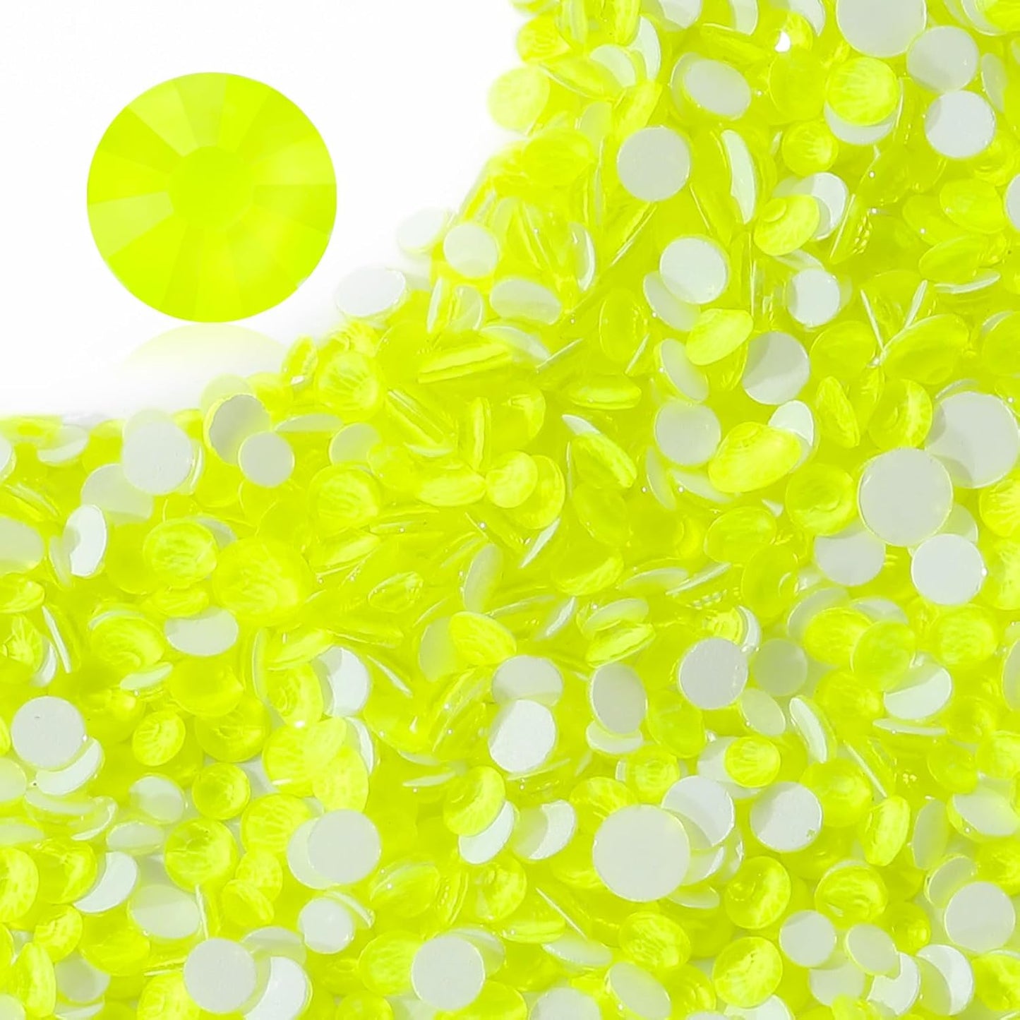 Neon Yellow Flatback Rhinestones, Glass Rhinestones for Nail Art and Craft, Glue Fix, Loose Crystal Gemstones(Neon Yellow, SS12, 1440pcs, 2.9-3.0mm)