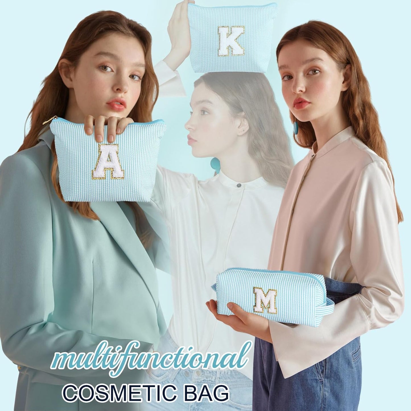 YOOLIFE Initial Makeup Bag for Women Girls - Teenager Girl Gift Ideas | Cute Make Up Bag | Personalized Gifts for Women Friends | Skin Care Bag | Mothers Day Gifts | Tween Girls Trendy Stuff Q