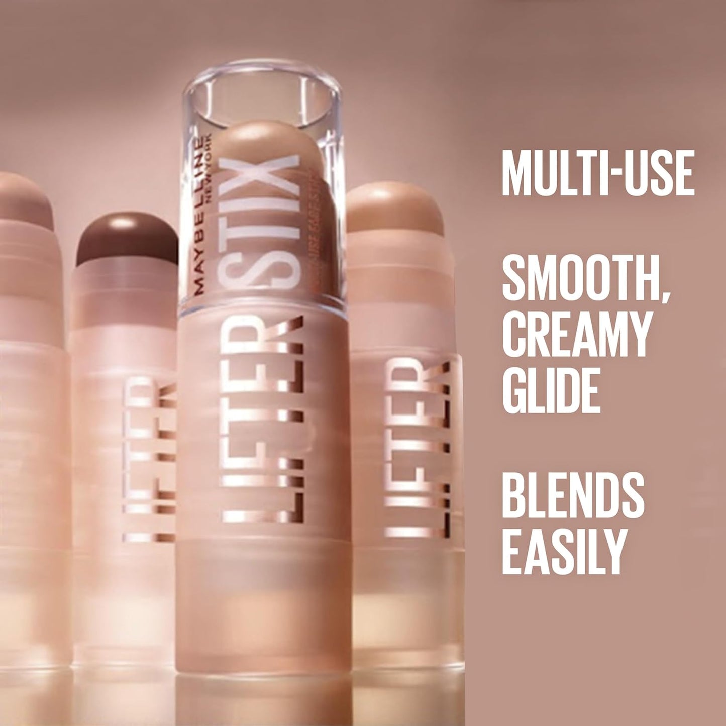 Maybelline Lifter Stix Multi-Use Face Stick - Contour, Bronzer, Concealer and Foundation Stick, All-In-One Creamy Face Makeup with Cranberry Seed Oil, 10, 1 Count