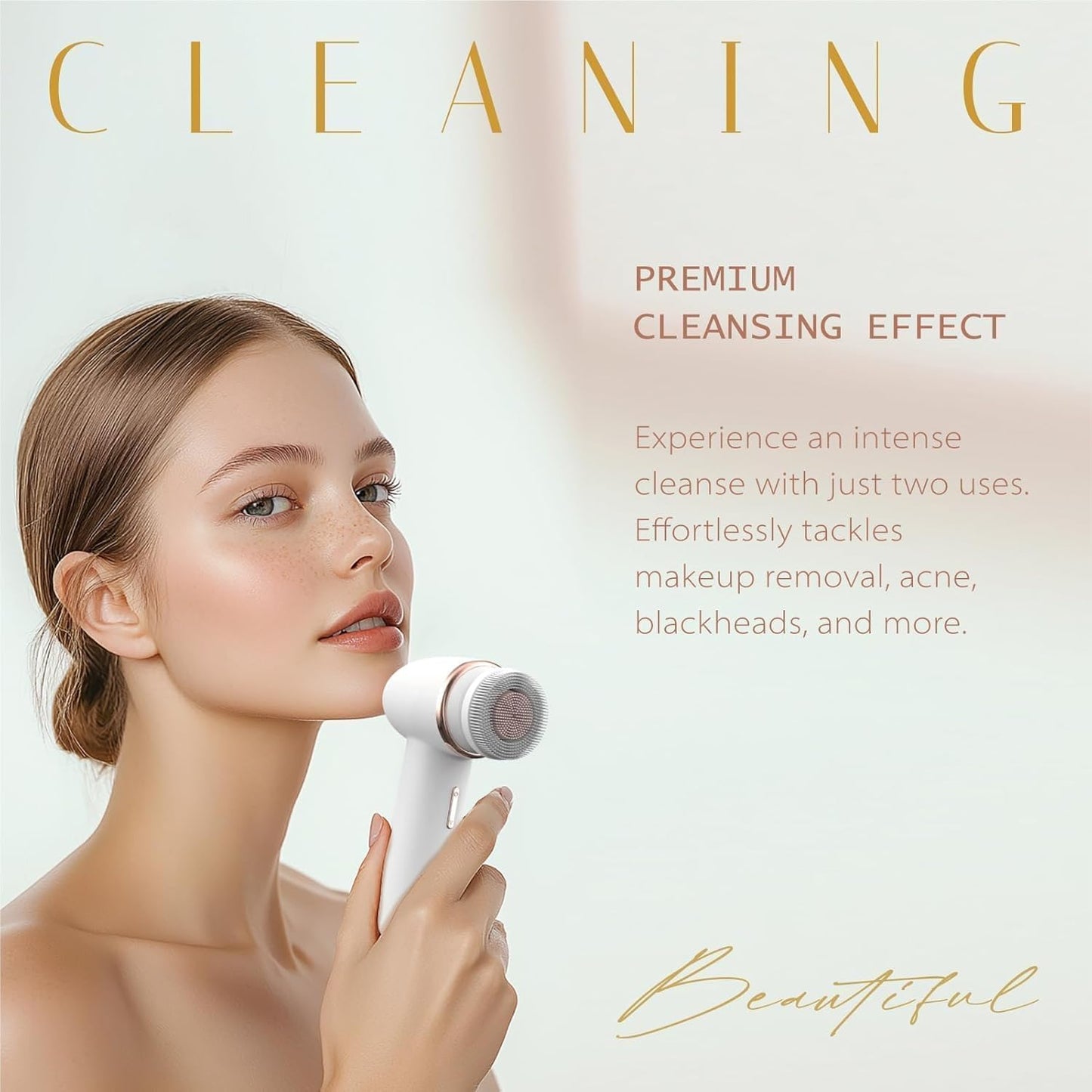 Electric Facial Cleansing Brush with Silicone and Bristle Brushheads,Gentle Electric Face Scrubber Exfoliator, Face Cleansing Brush, Face Wash Brush Machine, Rechargeable, Relief for Face Skin Issues
