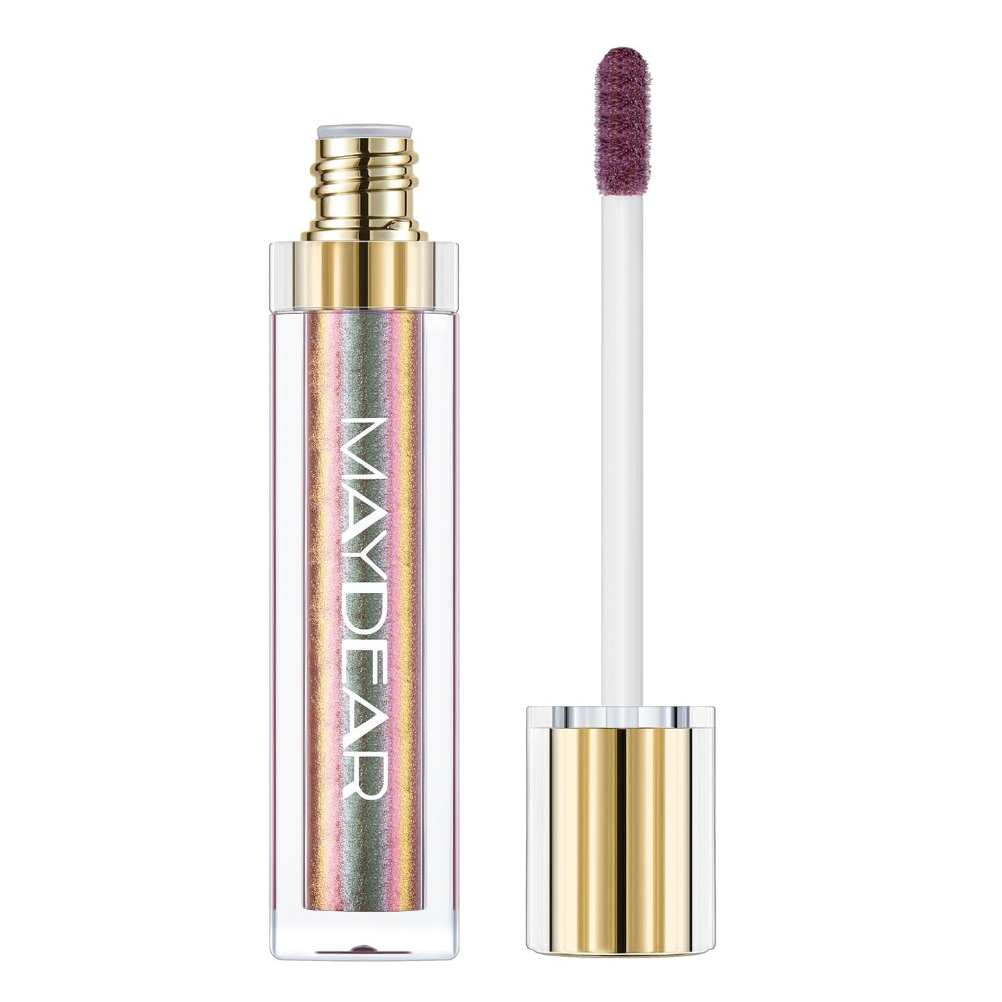 Maydear Chameleon Lipstick, High Pigmented Green Lipstick for Women Metallic Shine Lip Gloss, Full-Coverage Multichrome Long Lasting Rainbow Lip Makeup, Fuchsia Green