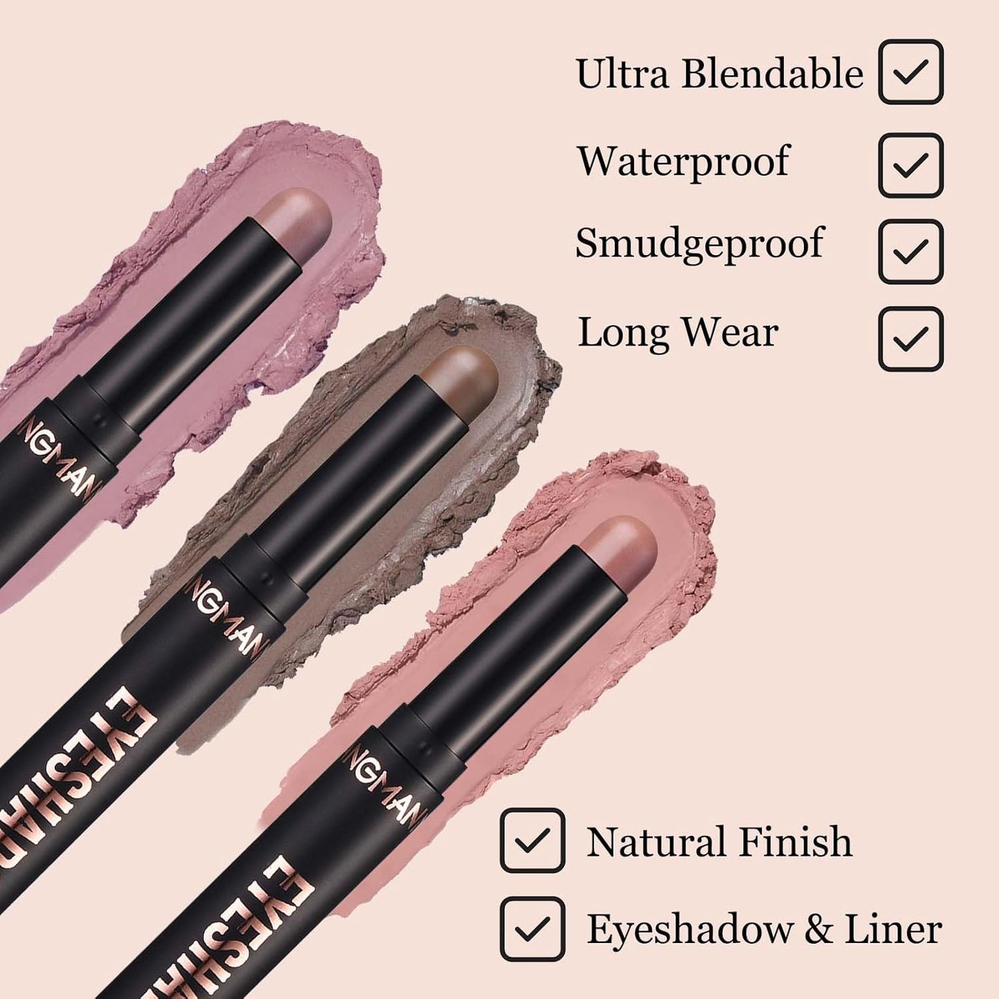 Cream Eyeshadow Stick Blendable Shimmer Eyeshadow Long Lasting High Pigment Eye Shadow Sticks,Waterproof Hypoallergenic eyeshadow Pencil (16#)