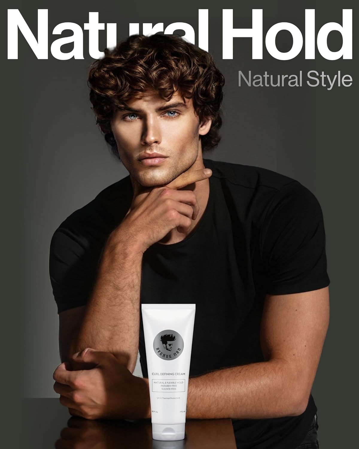 Avenue Man Curl Defining Cream - Improved Formula - Natural & Flexible Hold with Herbal Extracts for All Hair Types - Paraben Free & Sulfate Free