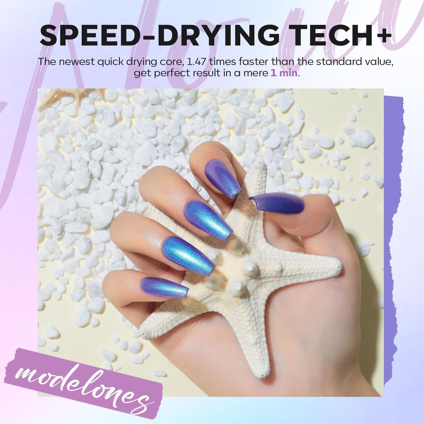 modelones Nail Polish Set, 6 Colors 2025 Baby Blue Purple Nail Polish Set Shimmer Glitter Sliver Fast Drying Mini Nail Lacquer Kit Finger Manicure DIY Nail Art Home Salon Gift for Women Girl