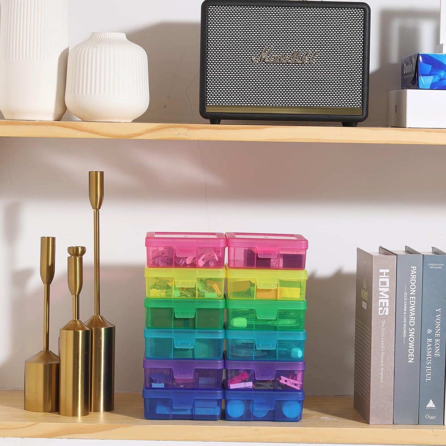 18 Pack Small Plastic Storage Containers Color Arts & Crafts Storage Boxes & Organizers Stackable Small Containers With Lids For Organizin (Set 2)