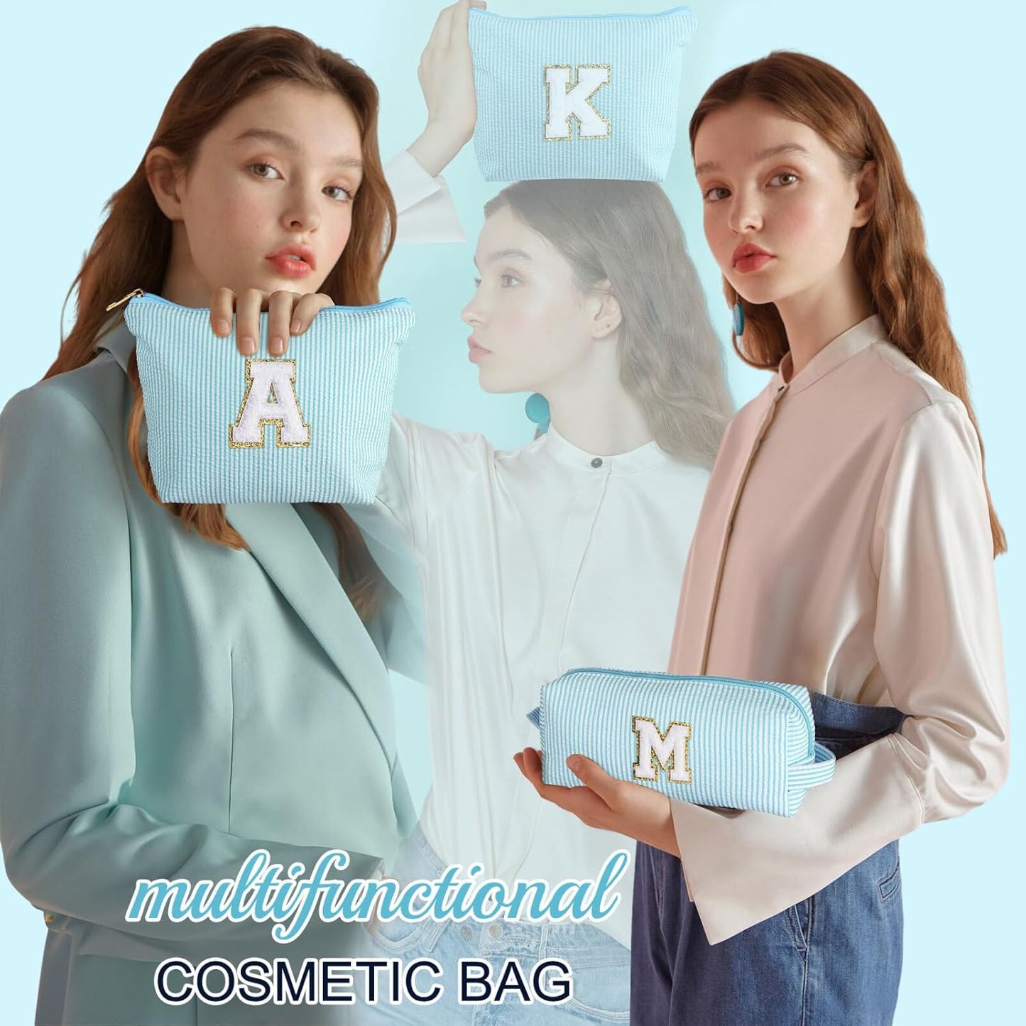 YOOLIFE Birthday Gifts for Women Girls - Large Initial Cute Makeup Bag Make Up Bag Cosmetic Bag Travel Toiletry Bag for Women Birthday Gifts for Women Girlfriend Makeup Storage Bag F