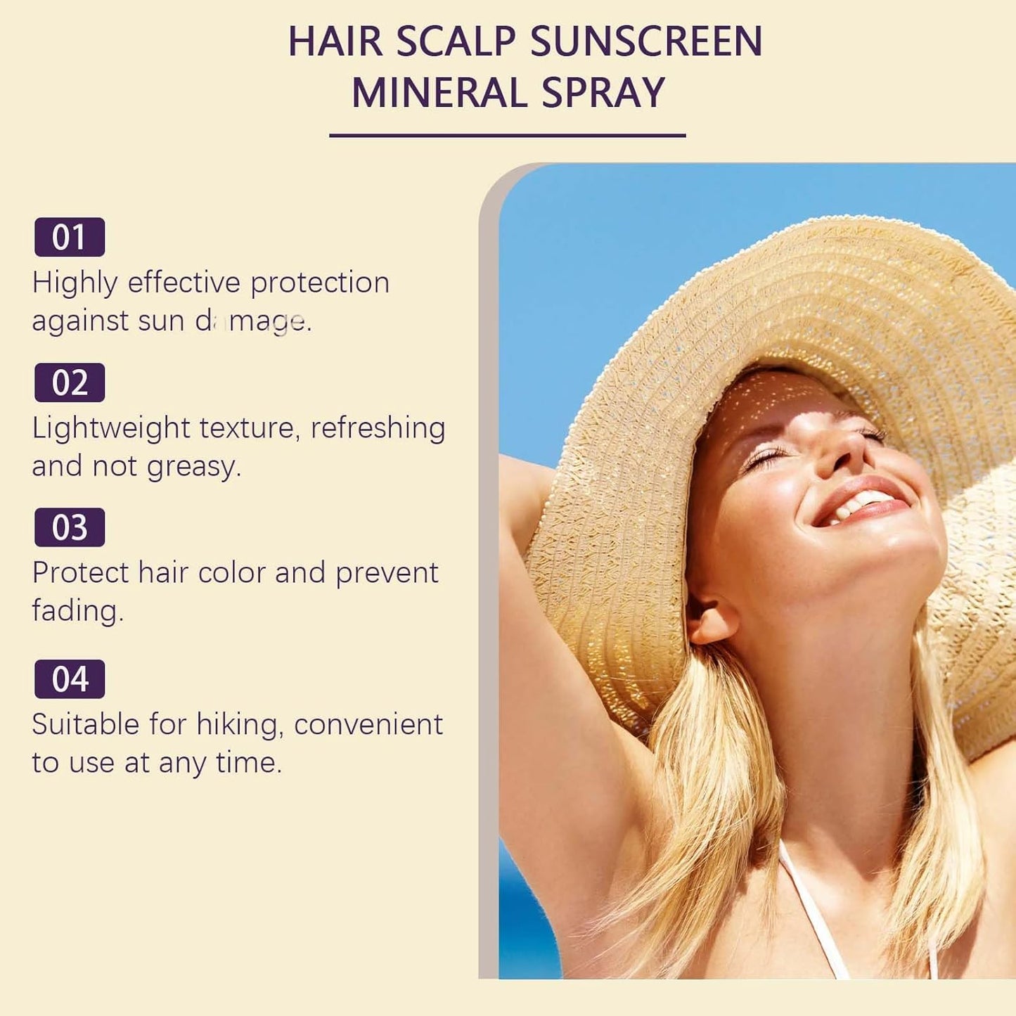 2PCS Ultimate Hair & Scalp Sunscreen Spray SPF 30, UV Protection for Scalp and Hair, Lightweight Breathable, Beach & Pool Essentials, for All Hair Colors and Types