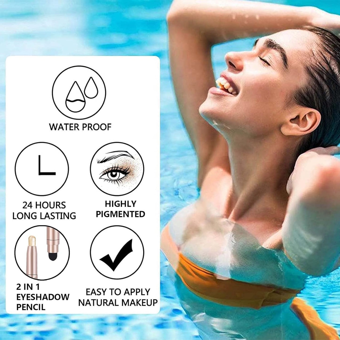 White Cream Eyeshadow Stick, Single Shimmer Eyeshadow Pencil, Waterproof Long Lasting Eye Shadow Stick Makeup, Hypoallergenic High Pigmented Eye Highlighter Pen Create Multi-Dimensional Eyes Look 01#
