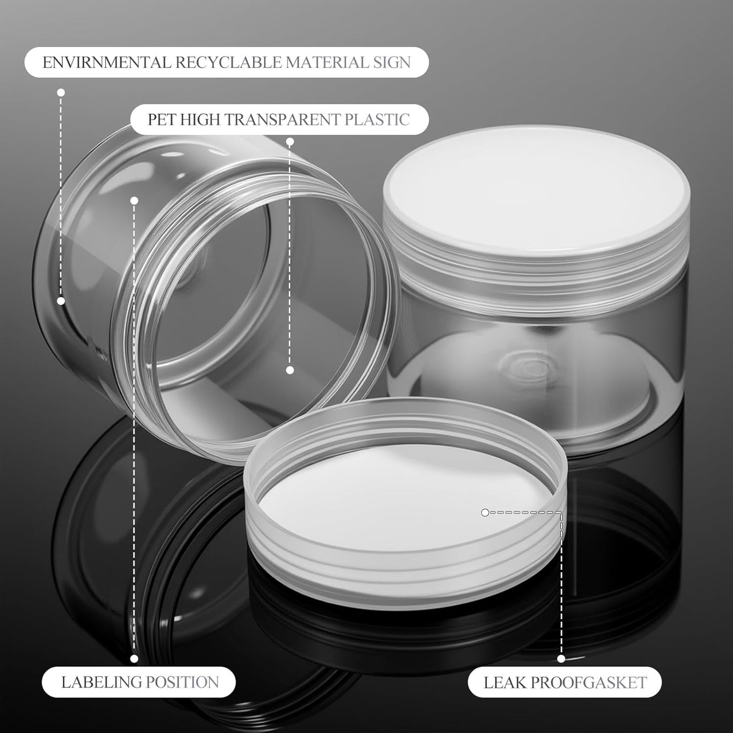 SATINIOR 24 Pieces Empty Clear Plastic Jars with Lids Round Storage Containers Wide-Mouth for Beauty Product Cosmetic Cream Lotion Liquid Butter Craft and Food (Transparent Lid, 1 oz)