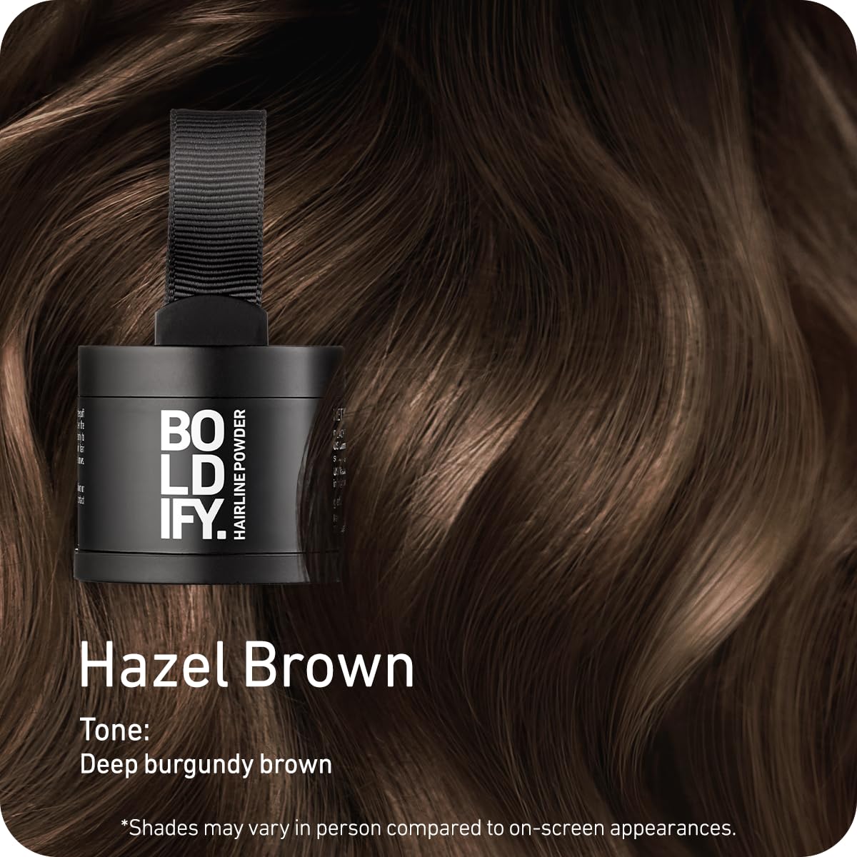 BOLDIFY Hairline Powder - Root Touch Up Hair Color for Gray Coverage - Bald Spot Concealing Hair Powder for Women & Men - 48-Hour Stain-Proof - Hazel Brown