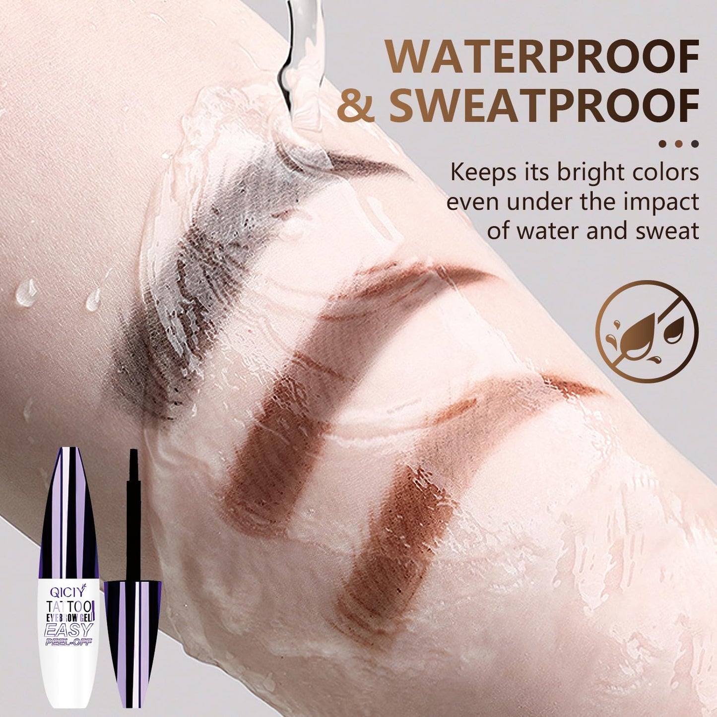2PCS QICIY Easy Peel-Off Eyebrow Gel- QICIY Peel Off Tattoo Eyebrow Eye Brow Tint Waterproof & Sweatproof For All Skin Tones (Brown)