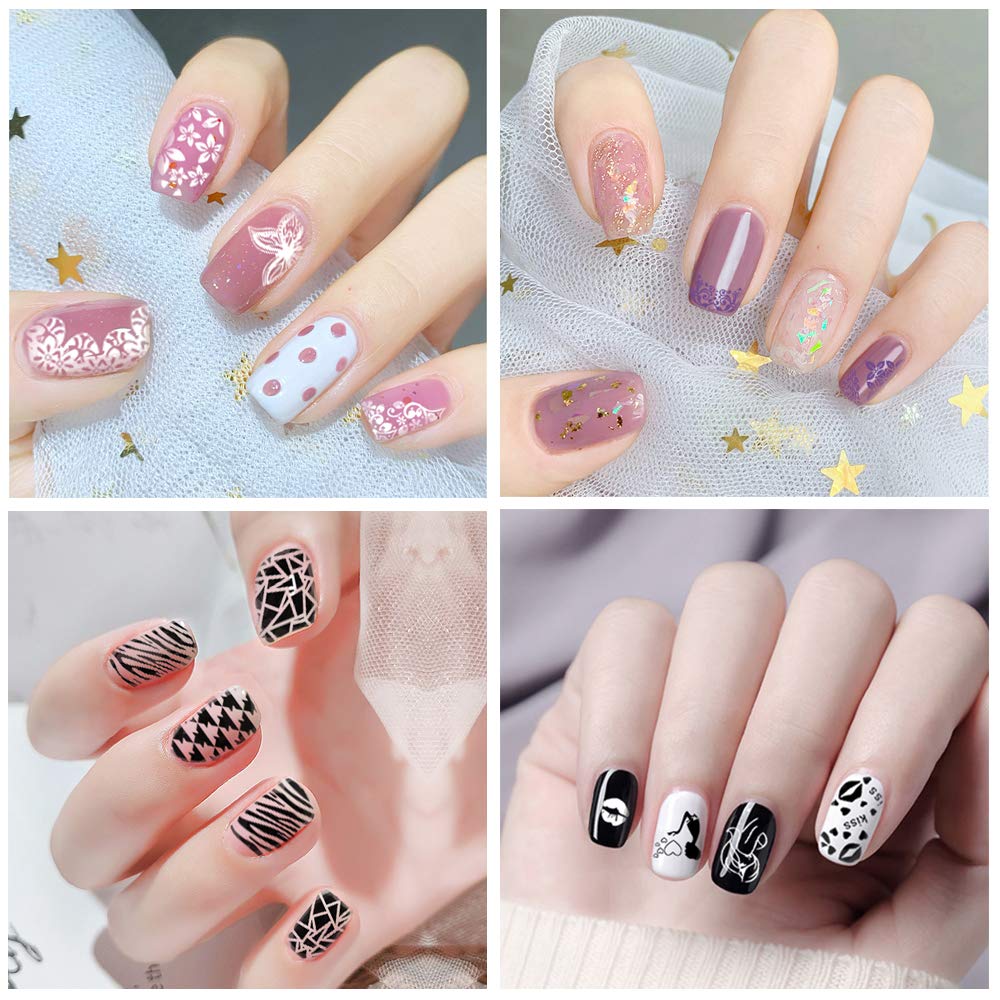 Biutee Nail Stamping Plates Set 12pcs Nail Plates 1stamper 1scraper 1storage bag Nail plate Template Image Plate Stencil Nails Tool (C)