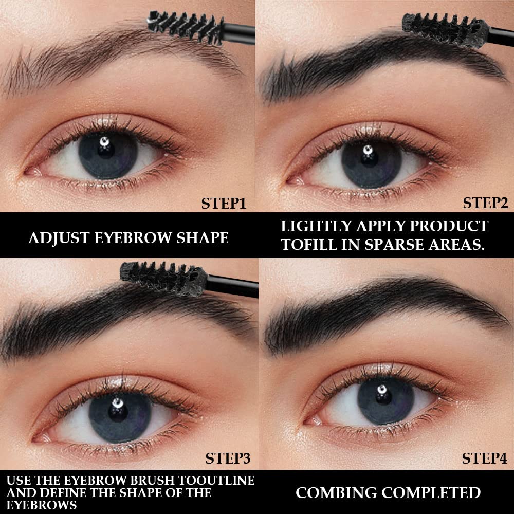 Kaely Thickening Brow Mascara,Tinted Eyebrow Gel Waterproof,Eyebrow Color Makeup,Brow Fast Sculpt,Vegan,Cruelty Free,maquillaje gel para cejas a prueba de agua,08 Black