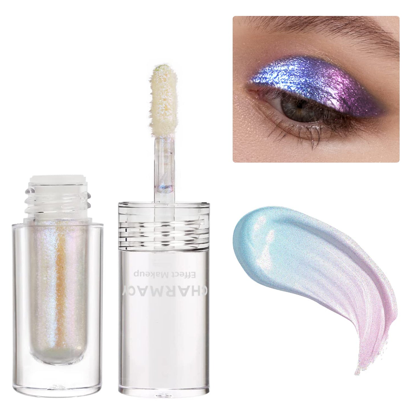 CHARMACY Liquid Duochrome Eyeshadow, Multi-Dimensional Eye Looks, Long Lasting Glitter Eye Shadow Sets Metallic Pigments, Quick Drying, Sparkling Shiny Eye Makeup for Beginners, 1.6g (#13)