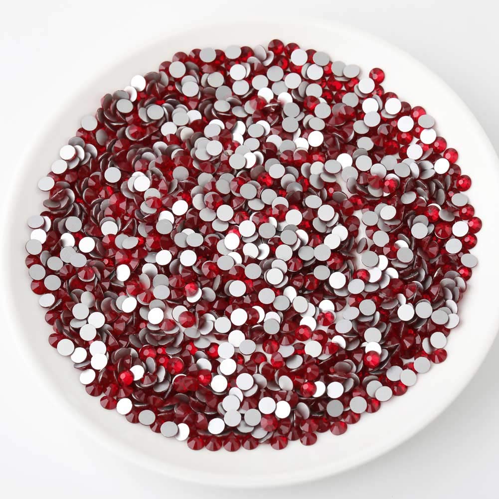 beadsland 1440 Piece Flat Back Crystal Rhinestones Round Gems,1.3mm-6.5mm,Dark Siam(SS16(3.8-4.0mm))