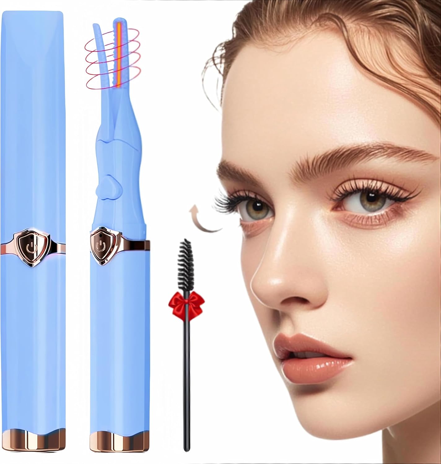 Heated Eyelash Curler, 2-in-1 Clip-Type Design, 3 Temperature Modes, USB Rechargeable Electric Eyelash Curler, Natural Curling 24H Long-Lasting Curl, Gift for Women & Girls, Blue
