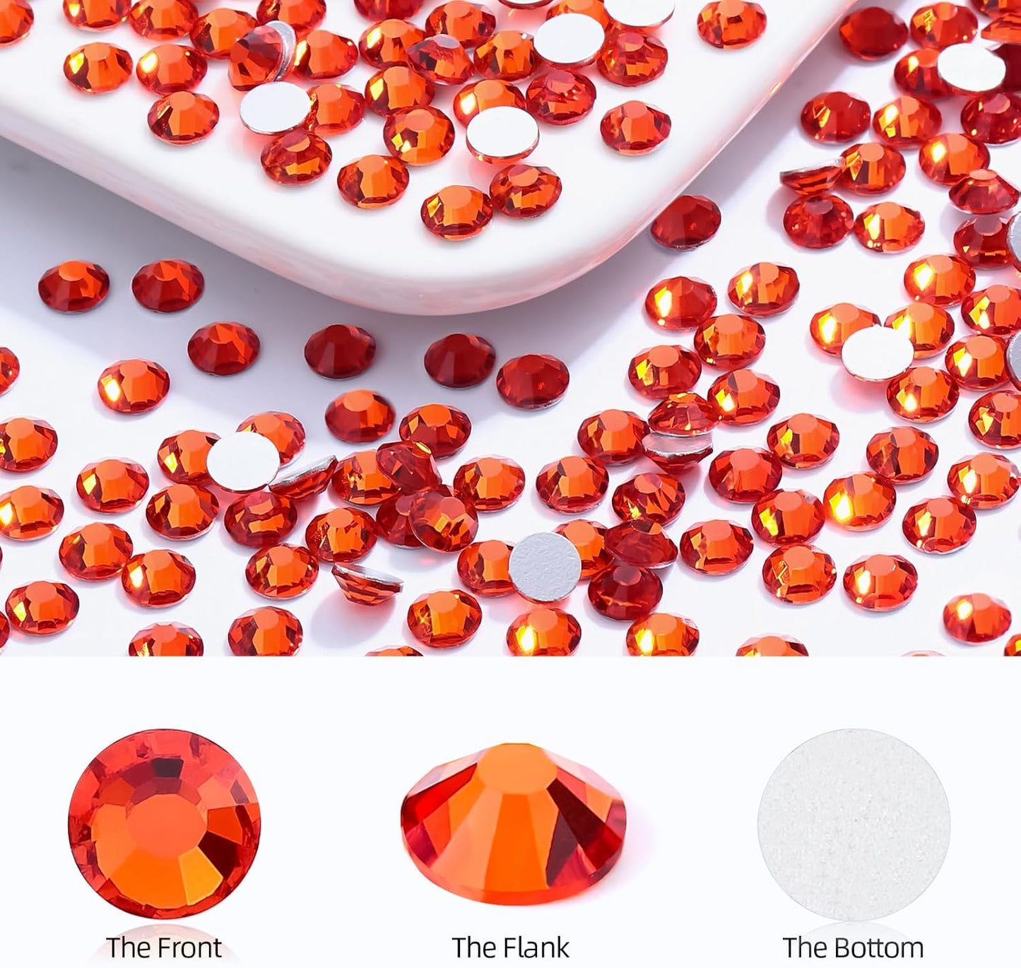 Hyacinth Flatback Rhinestones, Glass Rhinestones for Nail Art and Craft, Glue Fix, Loose Crystal Gemstones(Orange, SS20, 2880pcs, 4.6-4.8mm)