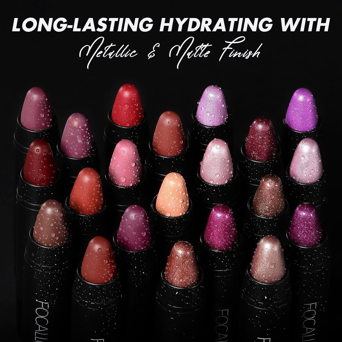 FOCALLURE Ultra Chic Metallic Lipstick,Rich Vitamin E Lip Crayon,Lightweight Shinning Color without Drying or Fading,Long Lasting Lips Makeup,#28 Faded