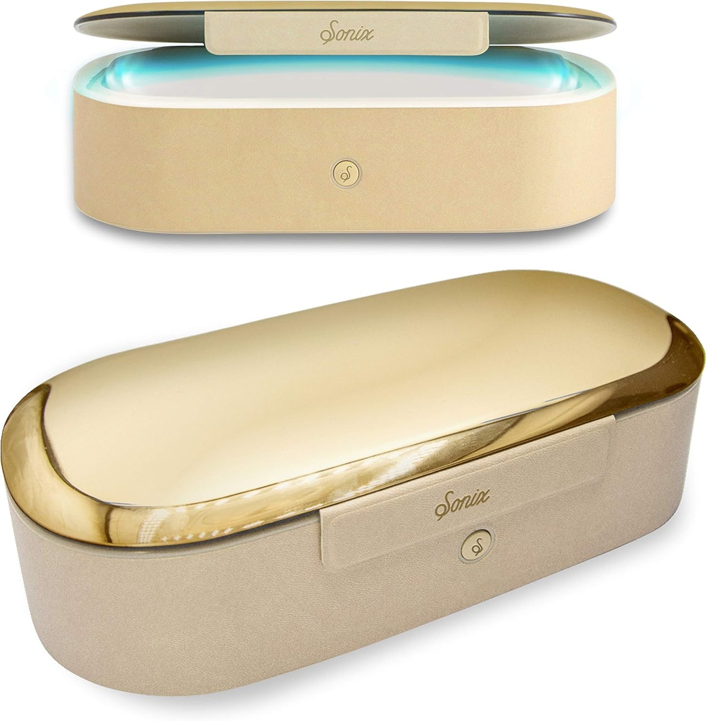 Sonix Beyond UV+O3 Sanitizer Box and Universal Charger UV and Ozone Disinfector for Phone, Mask, Makeup Brush, Nail Tool (Gold)