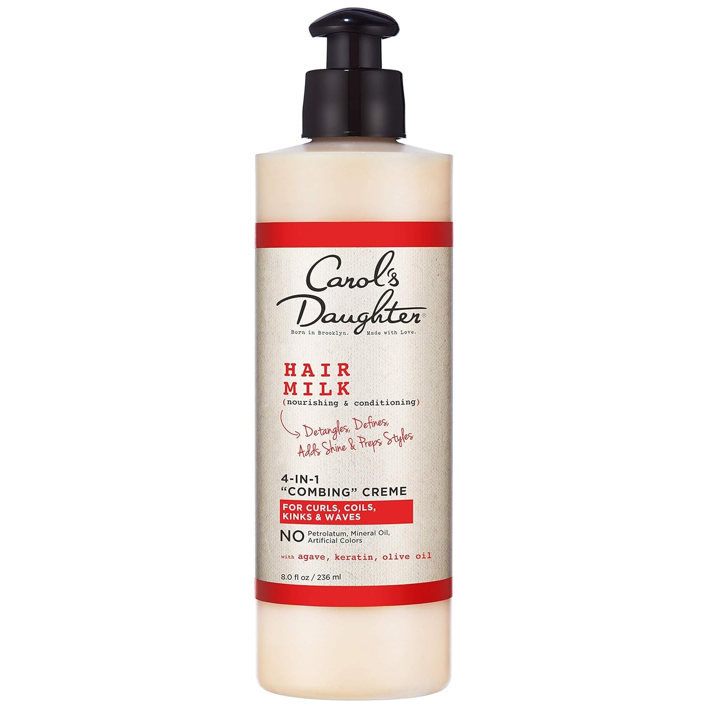 Carol’s Daughter Hair Milk 4 in 1 Combing Creme for Curls, Coils and Waves, with Agave and Olive Oil, Hair Detangler, Curl Cream, 8 fl oz
