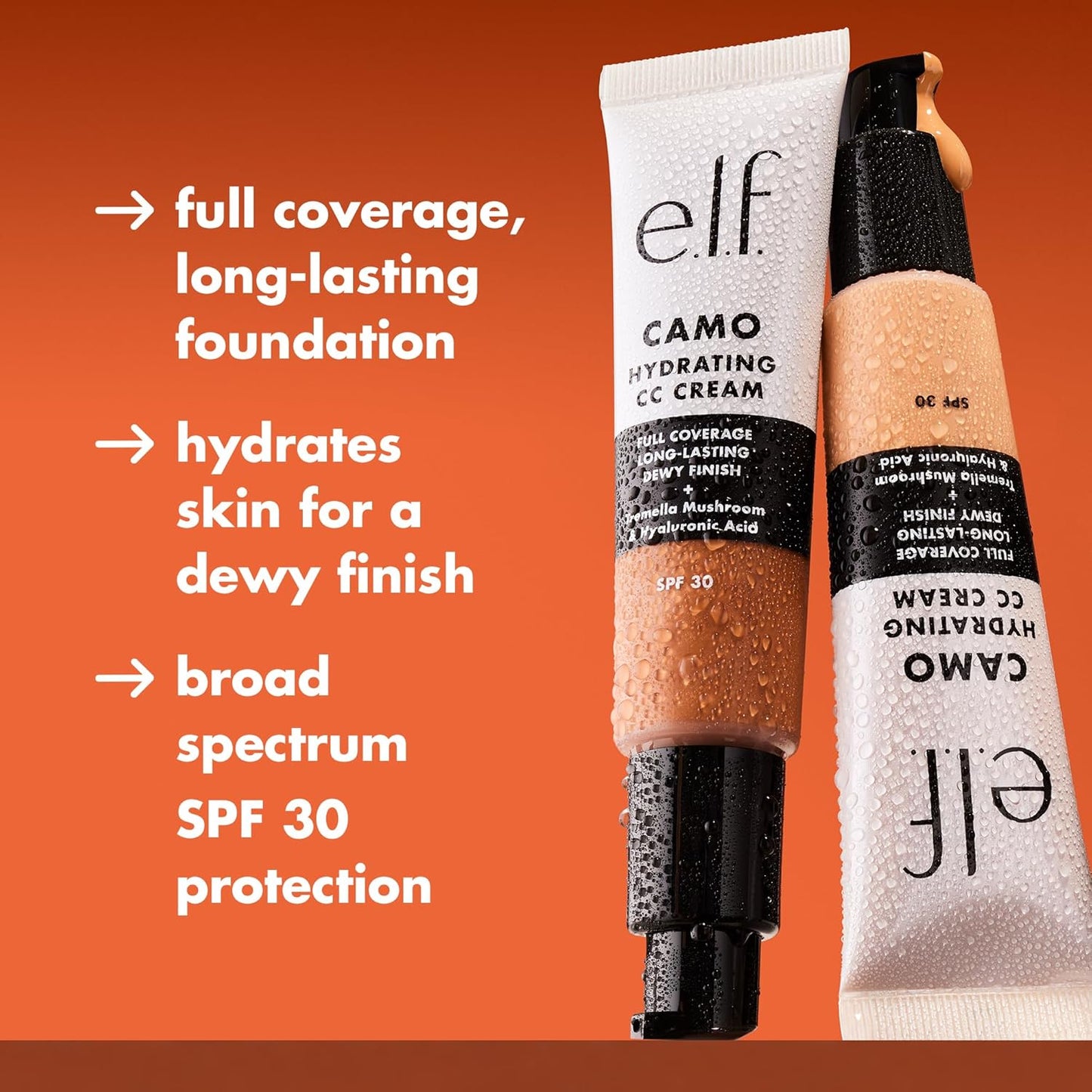 e.l.f. Hydrating Camo CC Cream, SPF 30, Color Correcting Full Coverage Foundation For A Dewy Finish, Vegan & Cruelty-Free, Rich 660 N