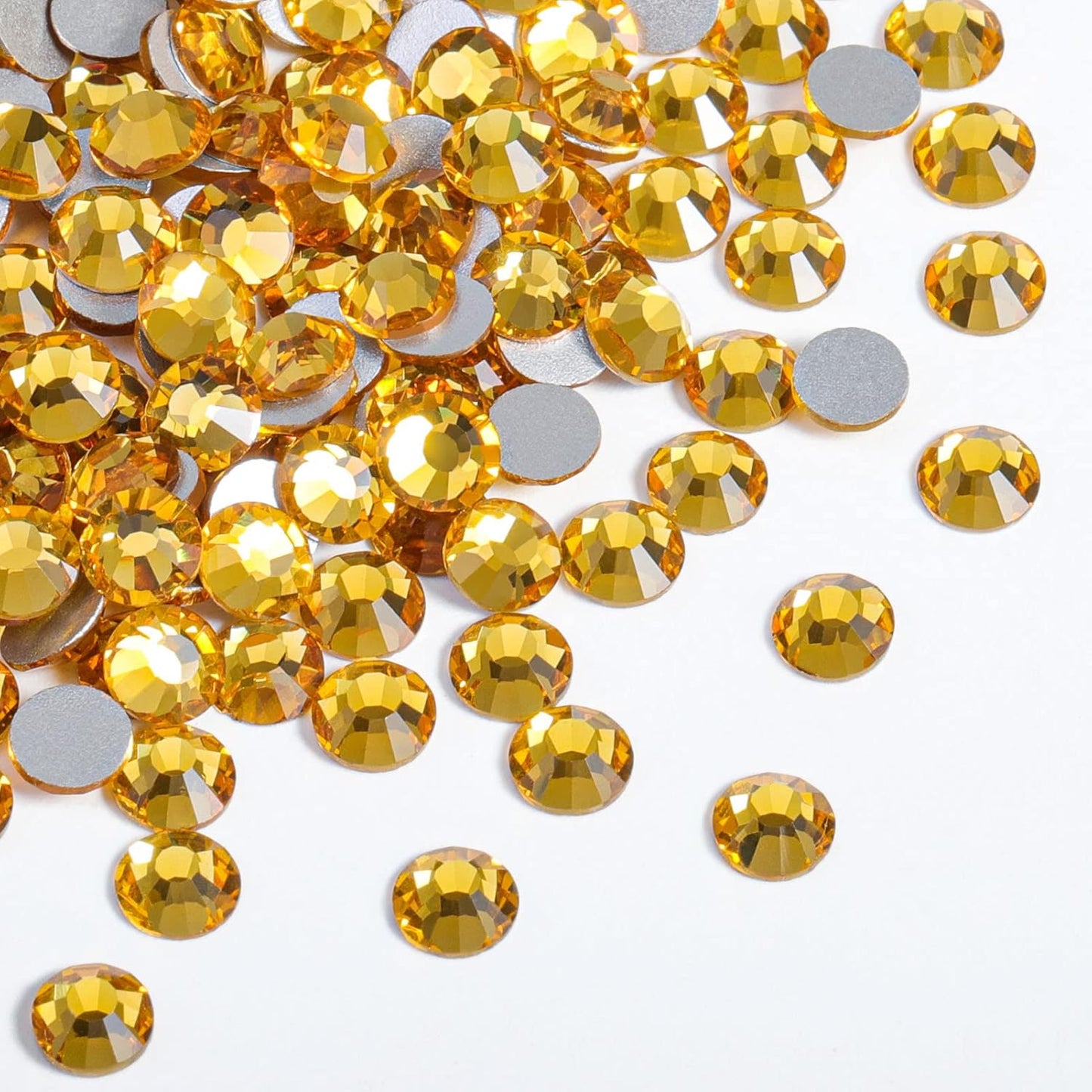 Beadsland 1440pcs Flat Back Crystal Rhinestones Round Gems for Nail Art and Craft Glue Fix, Topaz,SS16,3.8-4.0mm