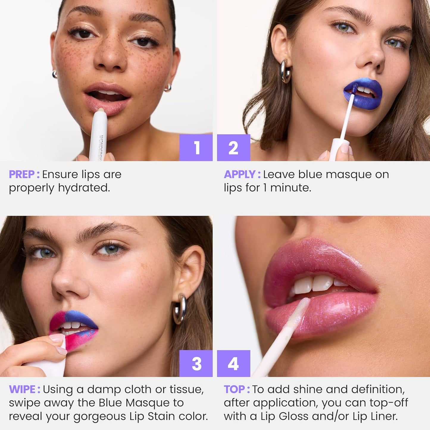 Wonderskin Wonder Blading All Day Lip Stain Peel Off Masque - Long Lasting, Waterproof and Transfer Proof Red Lip Tint, Matte Finish Peel Off Makeup (Playful Stain & Go Masque)