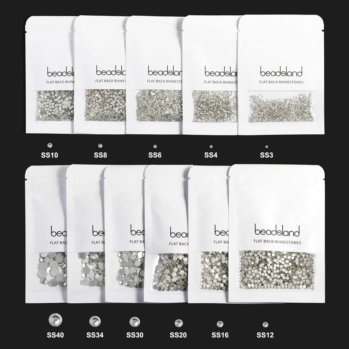 beadsland Flat Back Crystal Rhinestones Round Gems, Amethyst (2.3-2.5mm) SS8/1440pcs