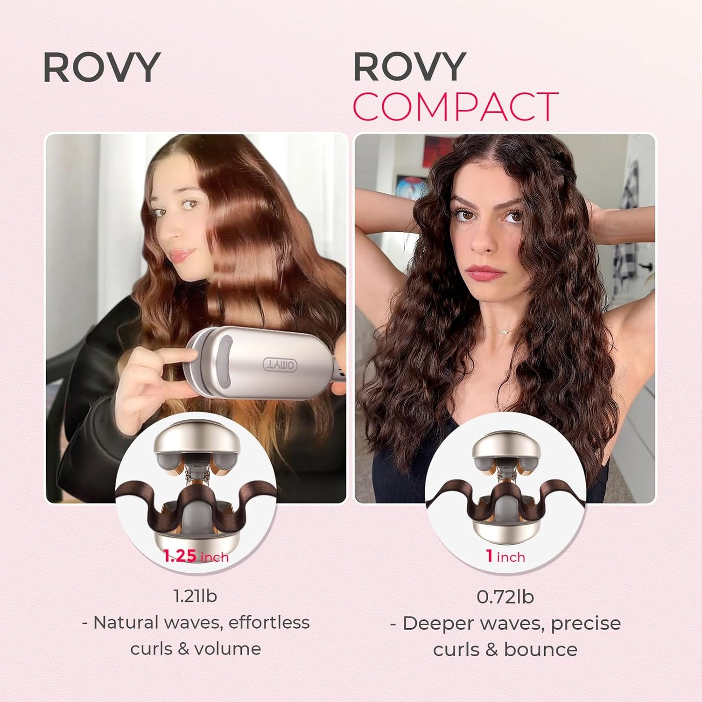 Curling Iron Hair Crimper Waver - TYMO ROVY Beach Waves Curling Wand, Ionic Deep Waver Hair Curler Tool with Ceramic 3 Barrel for Women, Dual Voltage, Anti-Scald, Easy to Use, Elegant Gold, 1 Inch