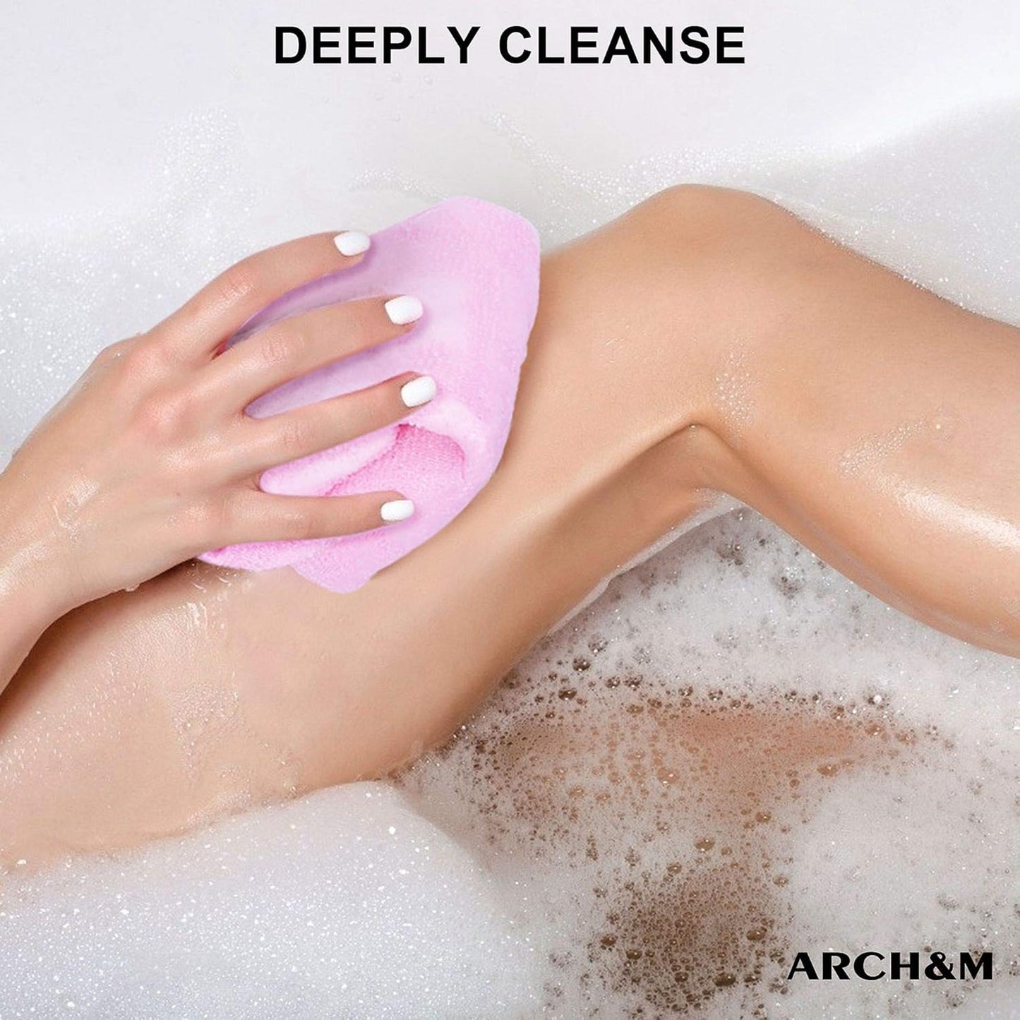 ARCH&M Exfoliating Body Towel (3 Pack) for Glowing, Silky-Smooth Skin - Japanese Beauty Washcloth for Deep Exfoliation & Improved Circulation in The Shower (Blue x 3)