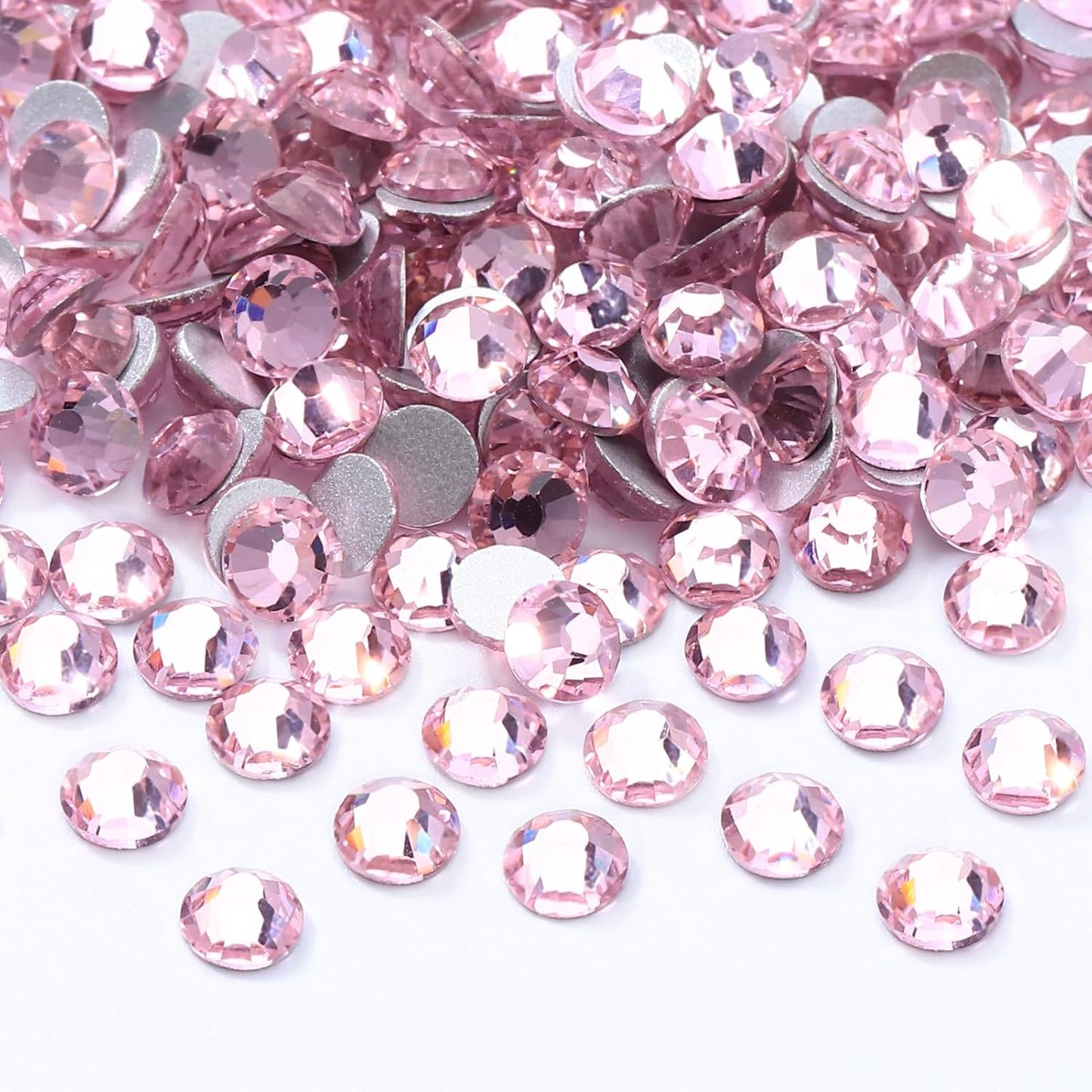 Pink Flatback Rhinestones, Glass Rhinestones for Nail Art and Craft, Glue Fix, Loose Crystal Gemstones(Pink, SS30, 576pcs, 6.4-6.6mm)