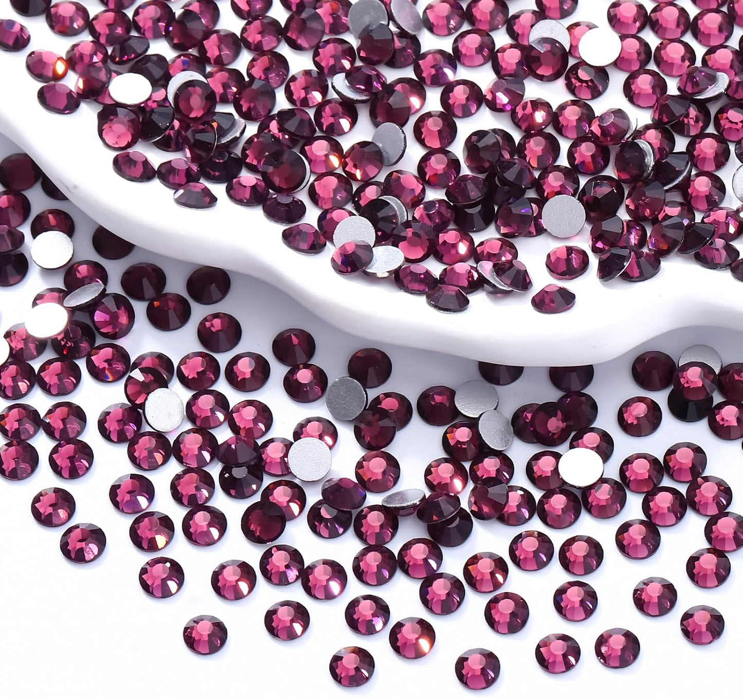 Purple Flatback Rhinestones, Glass Rhinestones for Nail Art and Craft, Glue Fix, Loose Crystal Gemstones(Purple, SS6, 1440pcs, 1.9-2.0mm)