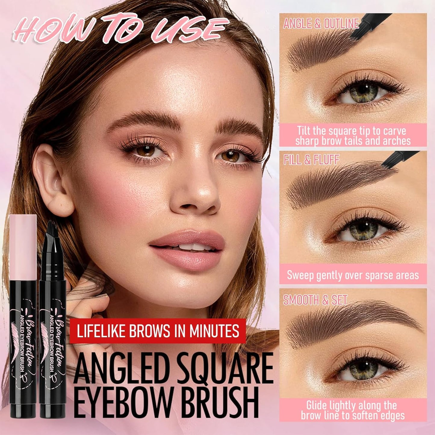 Eyebrow Pencils for Women, Liquid Microblading Eyebrow Pen with Square Angled Brush & Ultra-Fine Precision Tip – Natural Hair-Like Strokes, Waterproof, Smudge-Proof & Long-Lasting, Easy to Use (Brown)