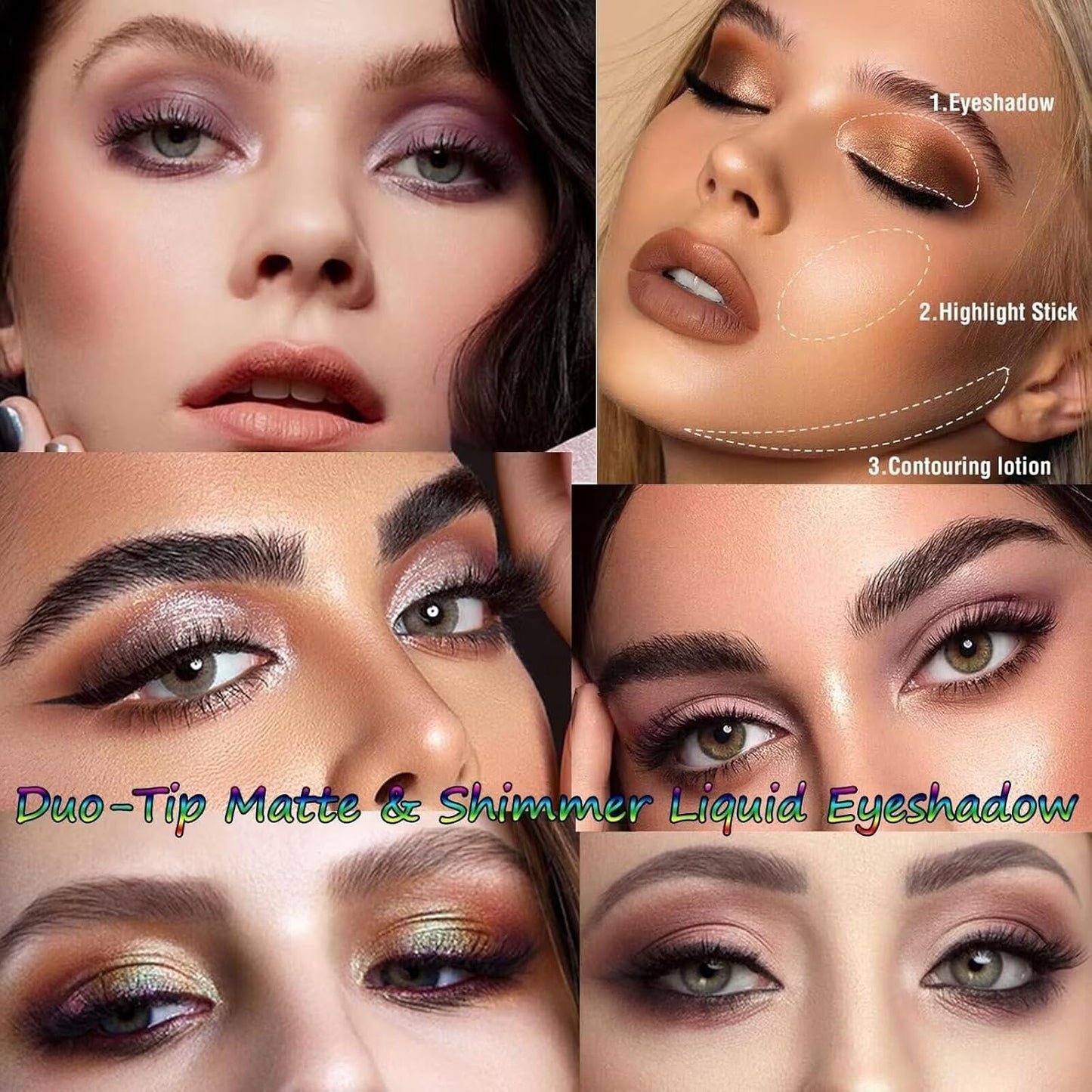 Dark Brown Liquid Eyeshadow Bronze Matte Metallic Double Ended Glitter Eyeshadow Sticks For Eyes Pencil Primer Base Quick Drying Waterproof Long Lasting Highlight Stick Shadow Pen Eye Makeup(#5)