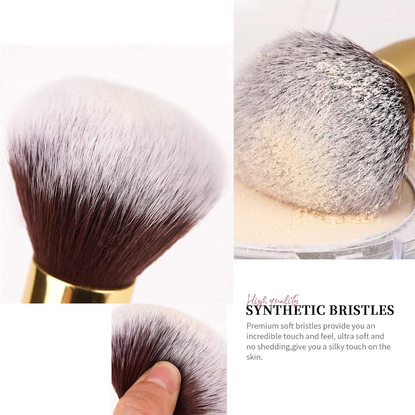 DUcare Makeup Brushes Duo End Foundation Powder Buffer and Contour Brush Synthetic Cosmetic Tools 2Pcs