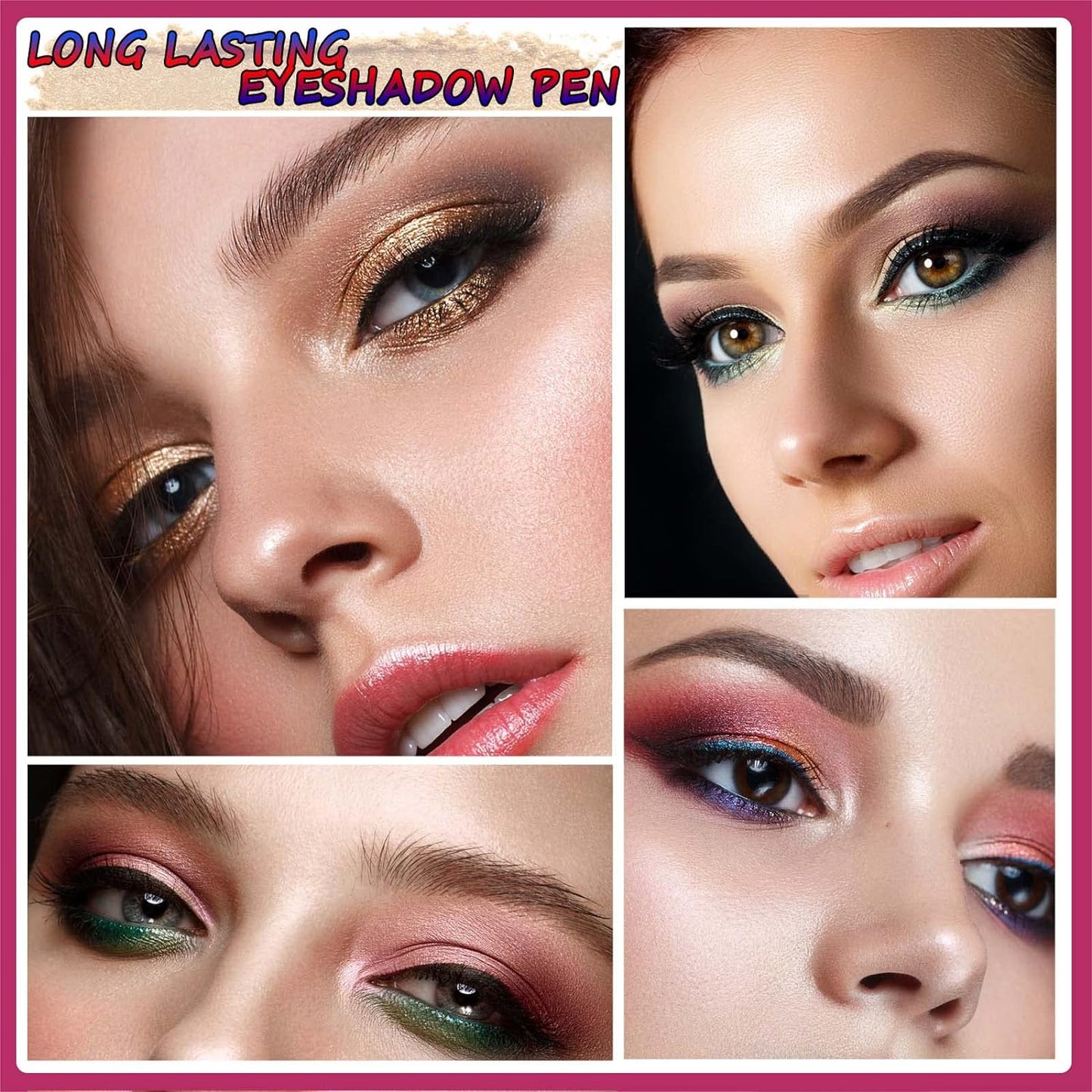 2 in 1 eyeshadow stick and Sponge Makeup Brush, Smooth Cream Shimmer Shadow Pencil Long Lasting Waterproof Eye Shadow Highlighter Stick Makeup, Hypoallergenic Multi-Dimensional eyes Look