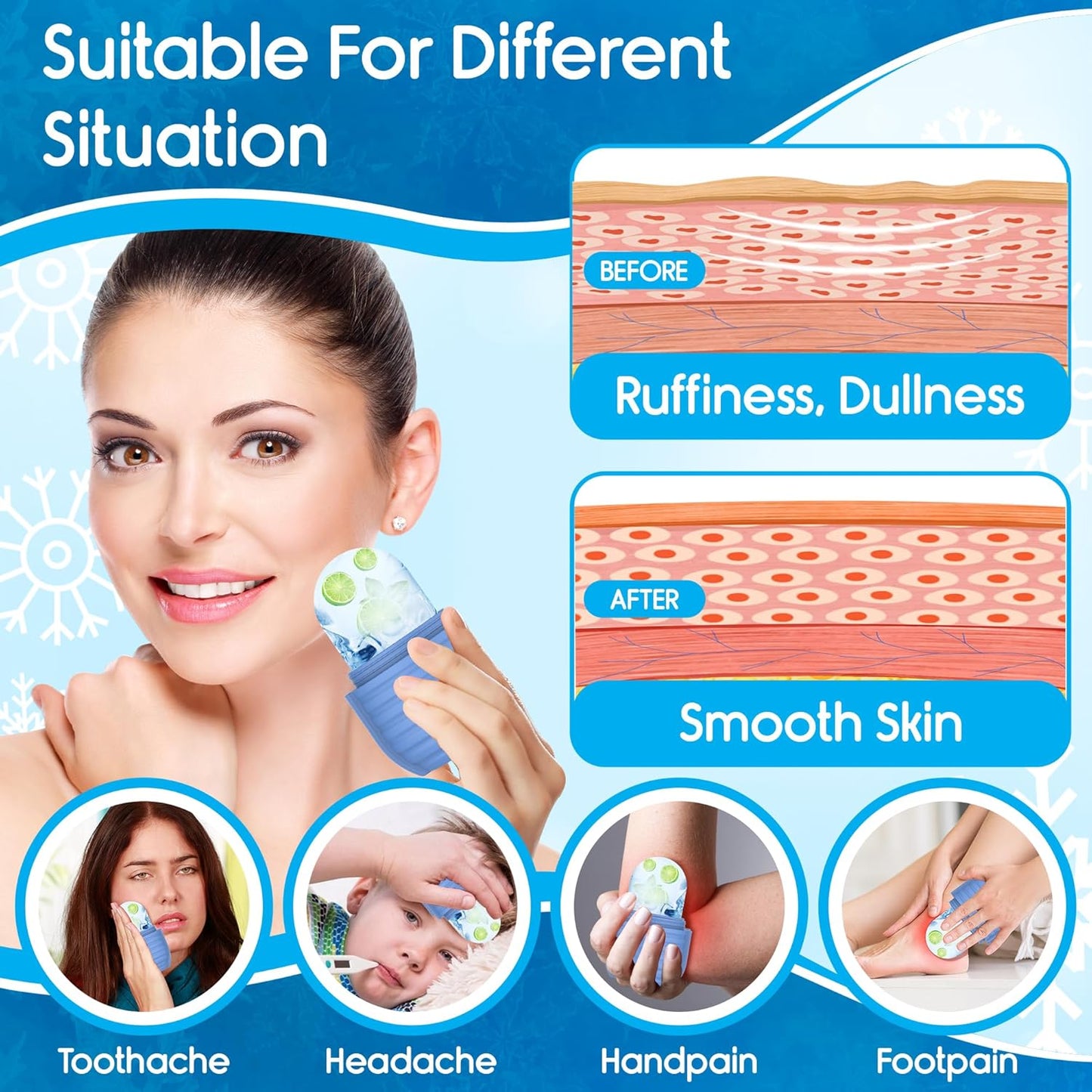 1Pcs Ice Roller for Face, Ice Face Roller, Reusable Silicone Ice Mold for Face, Facial Beauty Ice Roller Skin Care Tools for Shrink Pores Anti Wrinkle Reduce Puffiness (Black)